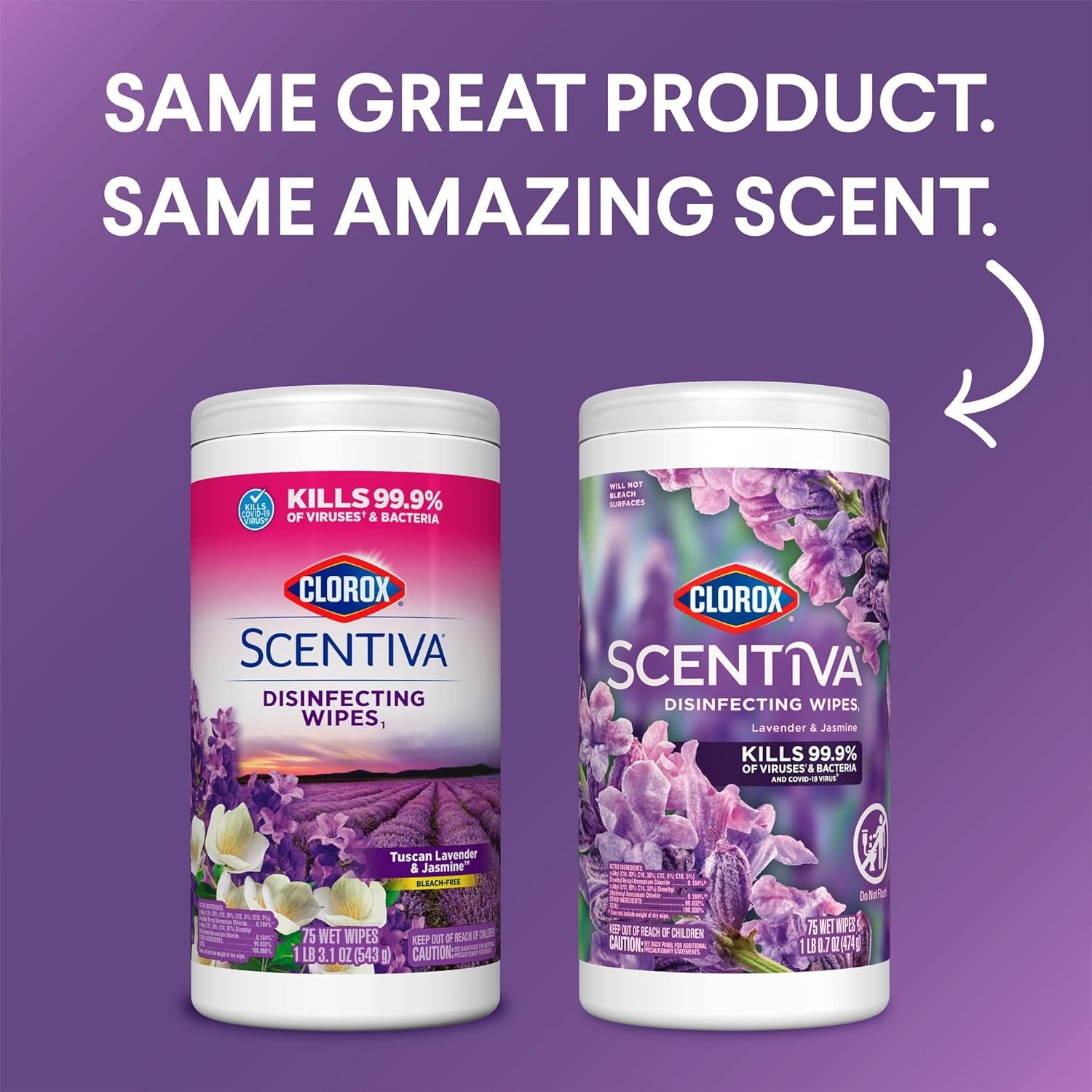 Clorox Scentiva Bleach-Free Disinfecting Wipes, Tuscan Lavender & Jasmine - Image 3