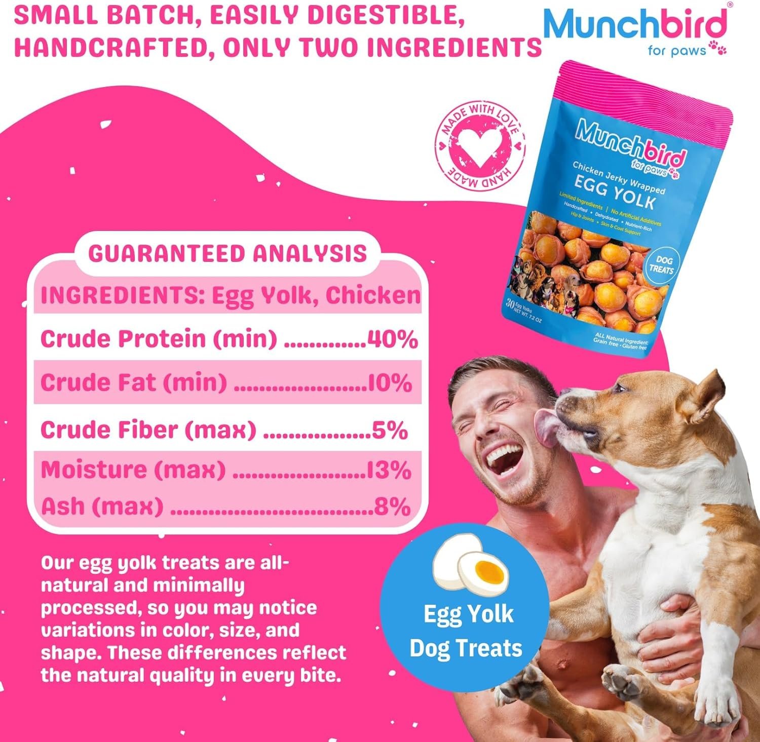 Dehydrated Chicken Jerky Wrapped Egg Yolk Dog Treats, 100% Egg Yolk, Food Topper for Dogs, No Filler, Alternative to Freezed Dried Quail Egg Yolk, 7 OZ (Pack of 20 to 30 Egg yolks) - Image 6