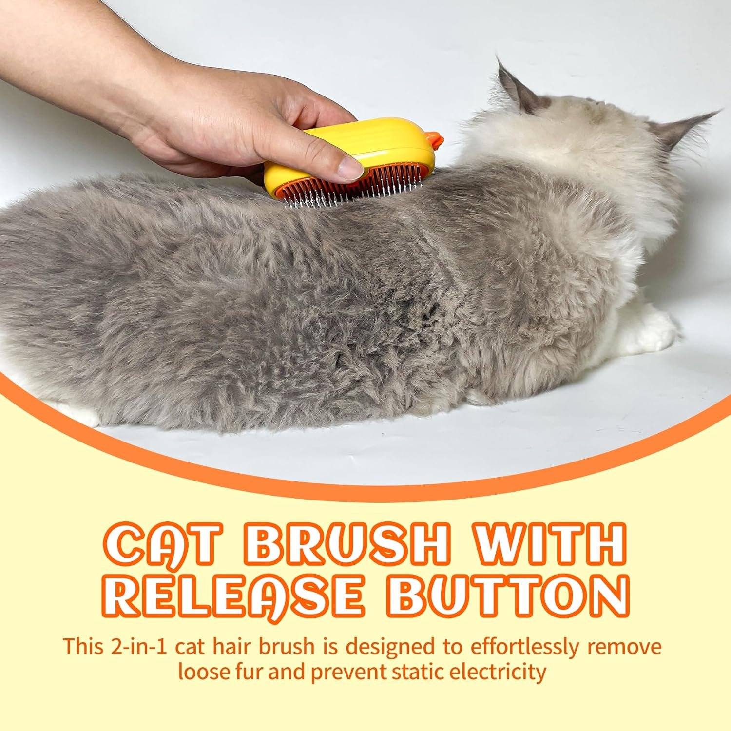 Spray Cat Brush for Shedding - Pet Hair Removal Comb with Water Tank and Release Button, Cat/Dog Steam Brush, Cat Bath Brush, Pet Steam Brush, Cat Brush with Water (yellow01) - Image 7