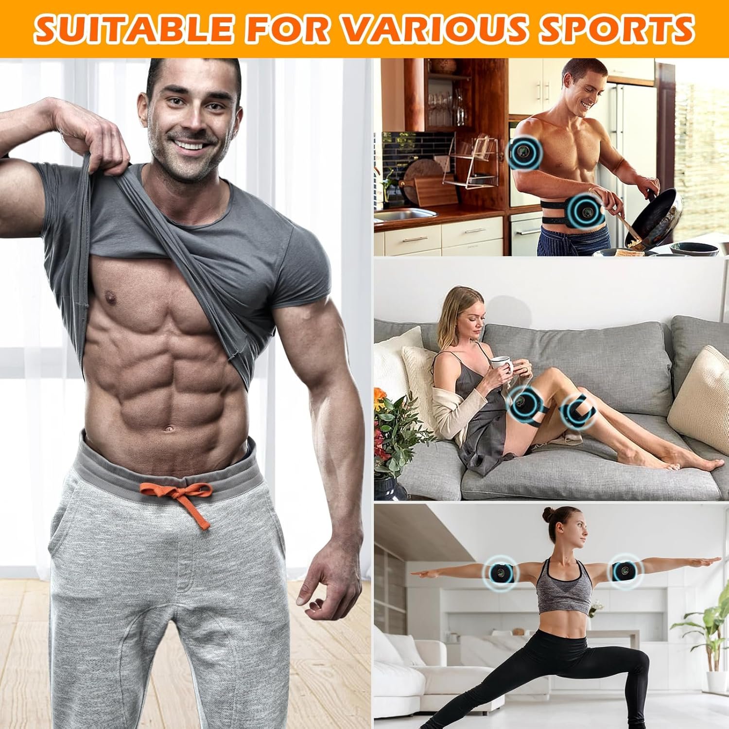 ABS Stimulator Muscle Toner Flex Fitness Belt for Arm Foot and Waist FDA Cleared AB Machine Abdominal Toning Ems AB Electro Stimulators Body Exercise Equipment Abdomen Home Office Workout - Image 7