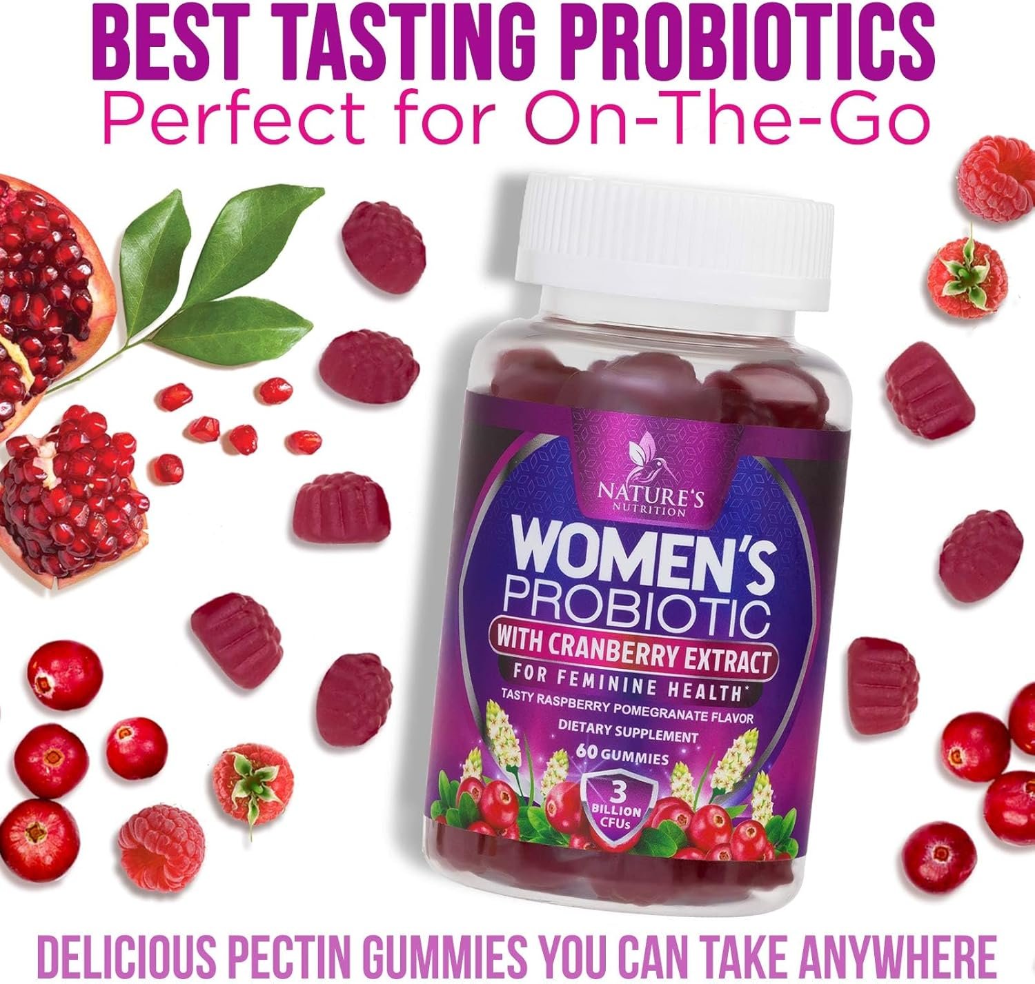 Probiotic Gummy for Women - Digestive Health Support, 3 Billion CFU Womens Probiotic for Vaginal pH, Urinary & Immune Support, 6 Diverse Strains w/ Cranberry, Non-GMO Probiotics - 60 Gummies - Image 10