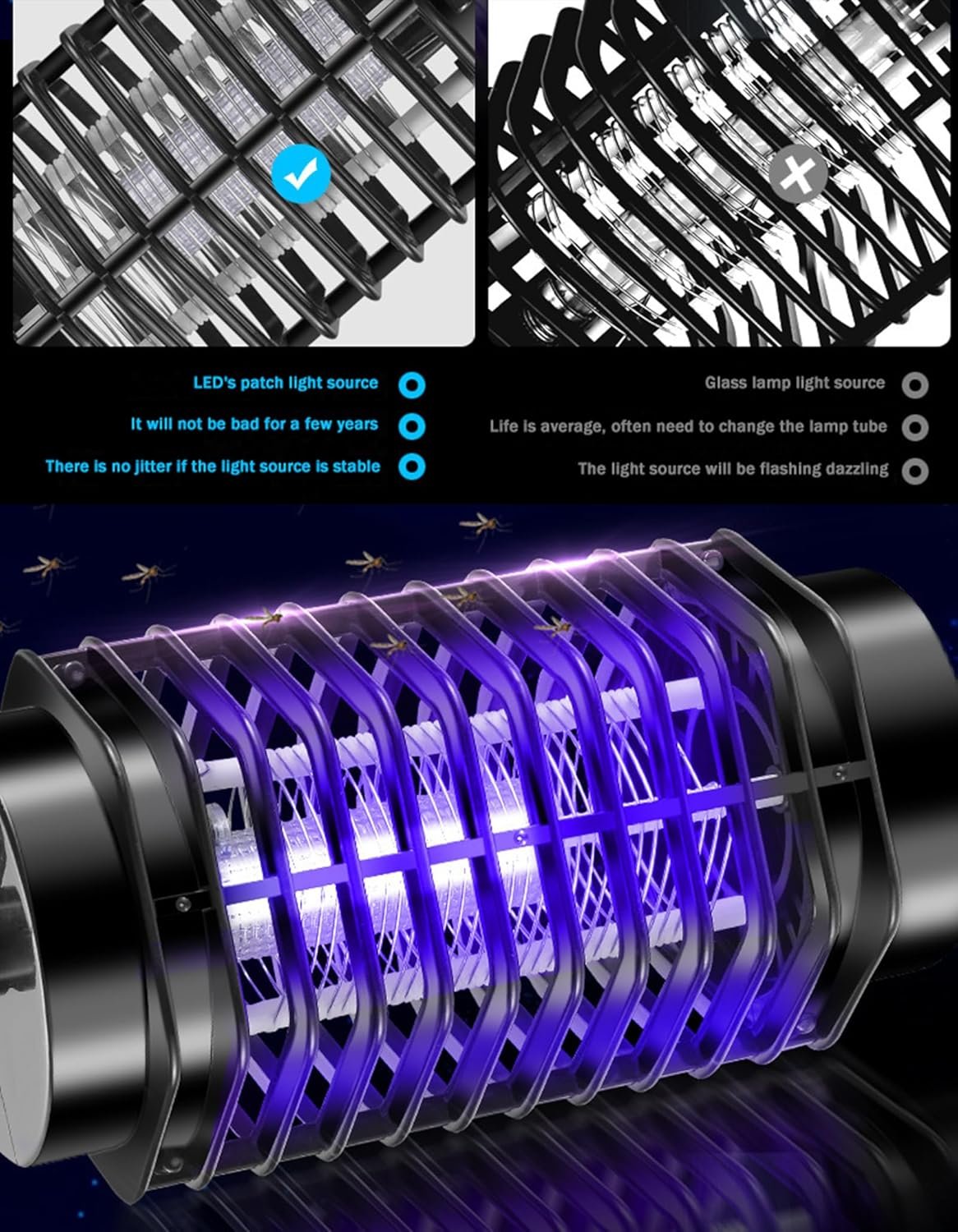 Bug Zapper Outdoor/Indoor,Mosquito Killer lamp,Mosquito Killer Outdoor Mosquito Zapper - UV Indoor Fly Trap, Insects Control, Home & Patio Mosquito Trap. - Image 4