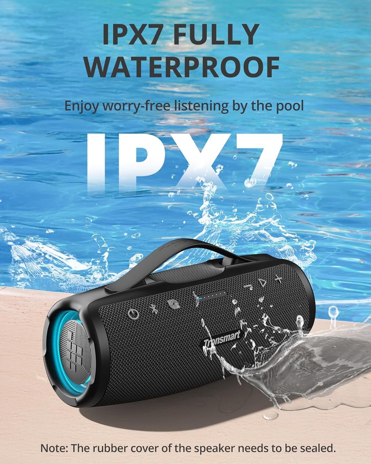Tronsmart Mirtune S100 Portable Bluetooth Speaker, 50W Punchy Bass &Clear Treble, Retractable Handle, 20H Playtime, IPX7 Waterproof, Customize EQ, Built-in Power Bank for Outdoor, Camping,Beach(Black) - Image 6