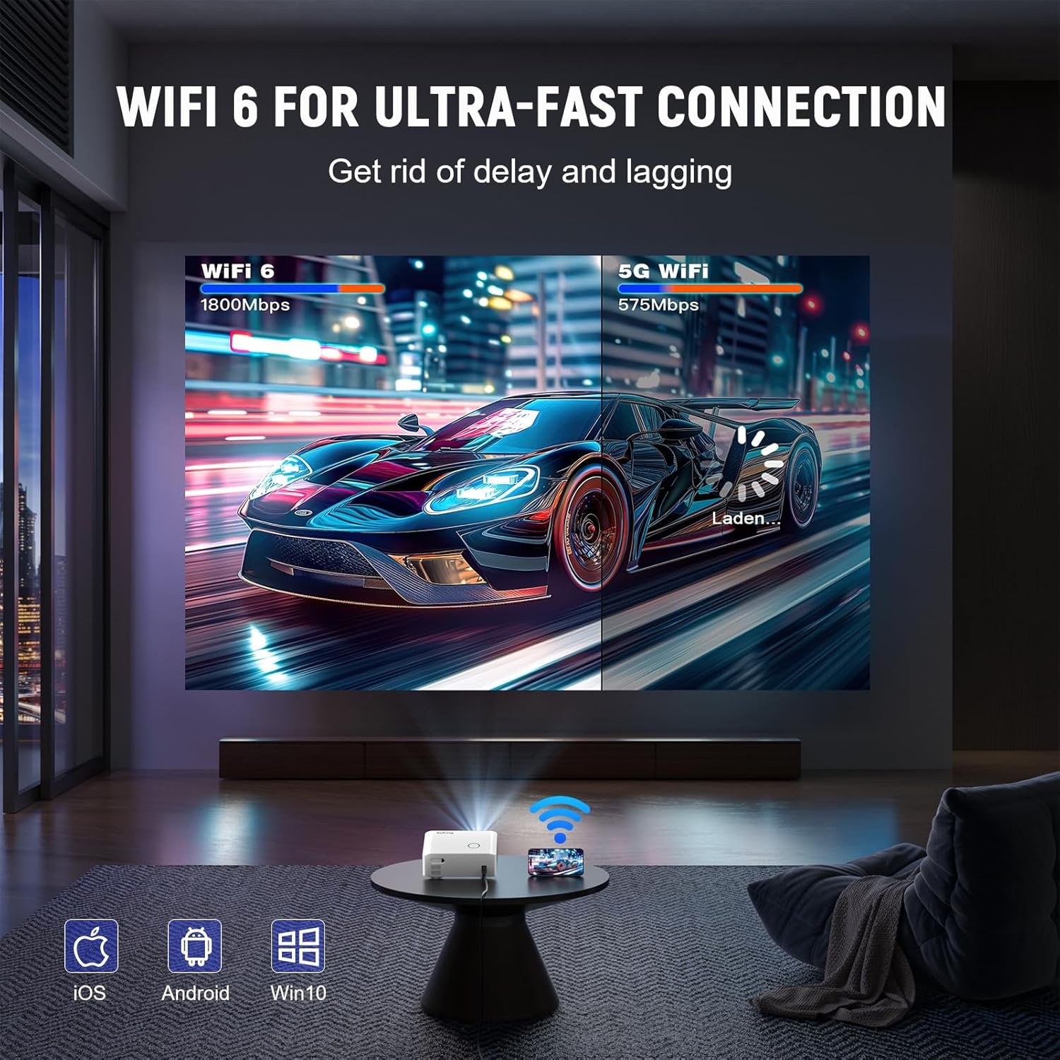 AuKing Projector, 2024 Upgraded Auto-focus Projector, Full HD 1080P Home Theater Video Projector, Compatible with HDMI/USB/AV/Smartphone/TV Box/Laptop - Image 5