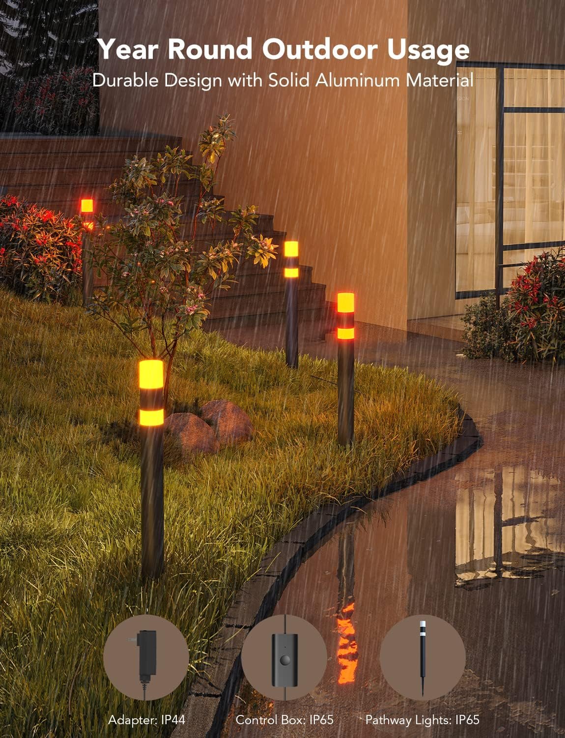 Govee Outdoor LED Strip Lights Bundle Outdoor Pathway Lights, 98.4ft Smart Outdoor Lights Work with Alexa and Google Assistant, App Control, IP65 Waterproof, RGBIC Outdoor Lights for Patio, Eave - Image 8