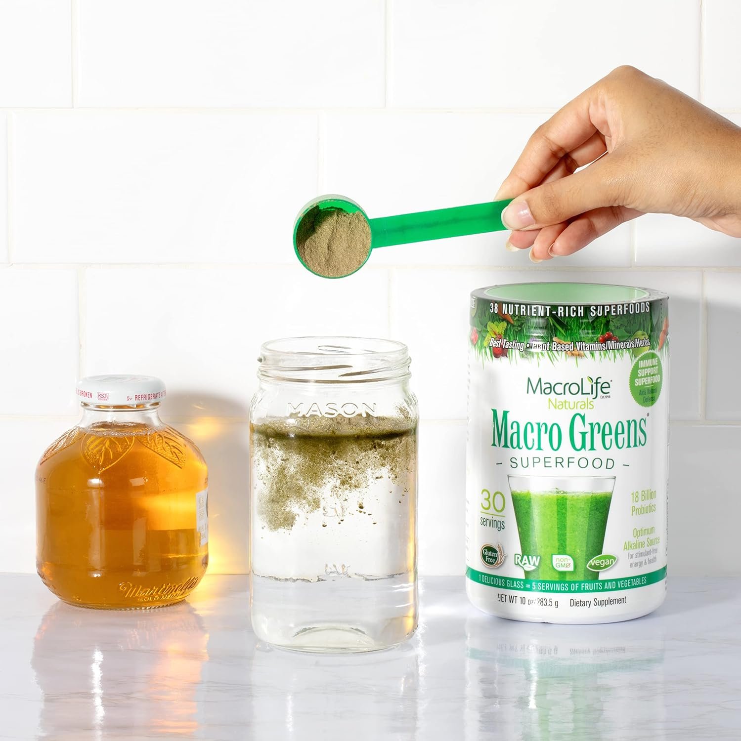 MacroLife Naturals Macro Greens Powder 38 Superfood Probiotic Antioxidant Enzyme & Herbal Supplement Immunity Energy Cleanse - Non-GMO Vegan Gluten-Free Dairy-Free - 10oz (30 Servings) - Image 9