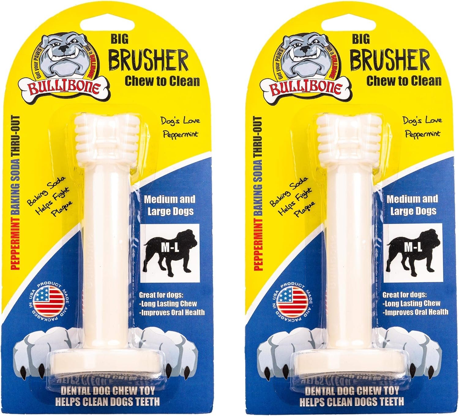 Bullibone Brusher: Dog Teeth Cleaning Brushing Toothbrush Stick - Long Lasting Nylon Peppermint Dog Dental Chew Toy for Oral Care and Dental Health, for Large and Medium Dogs - Image 2