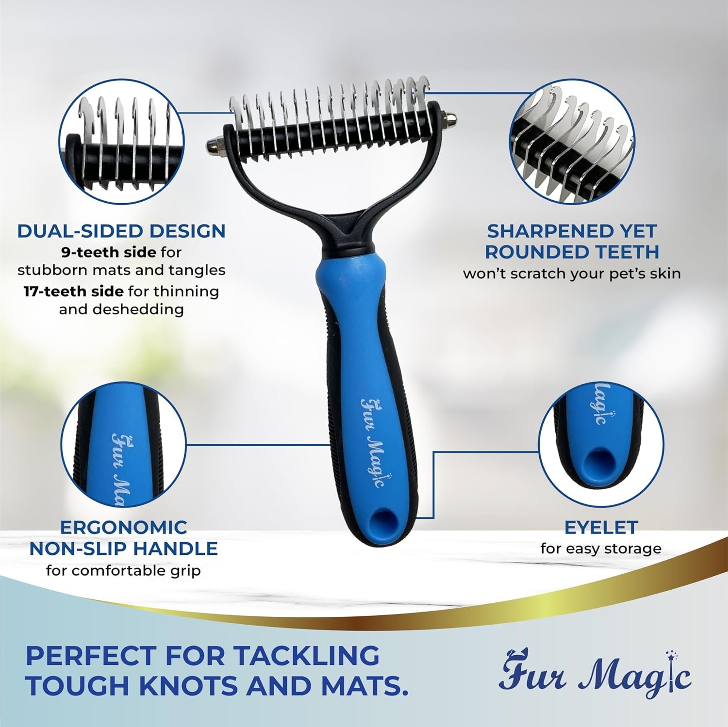 Large Deshedding Tool & Dematting Comb – Grooming Brushes for Dogs, Cats, Horses – Reduce Shedding and Remove Knots, Mats and Loose Undercoat - Image 7