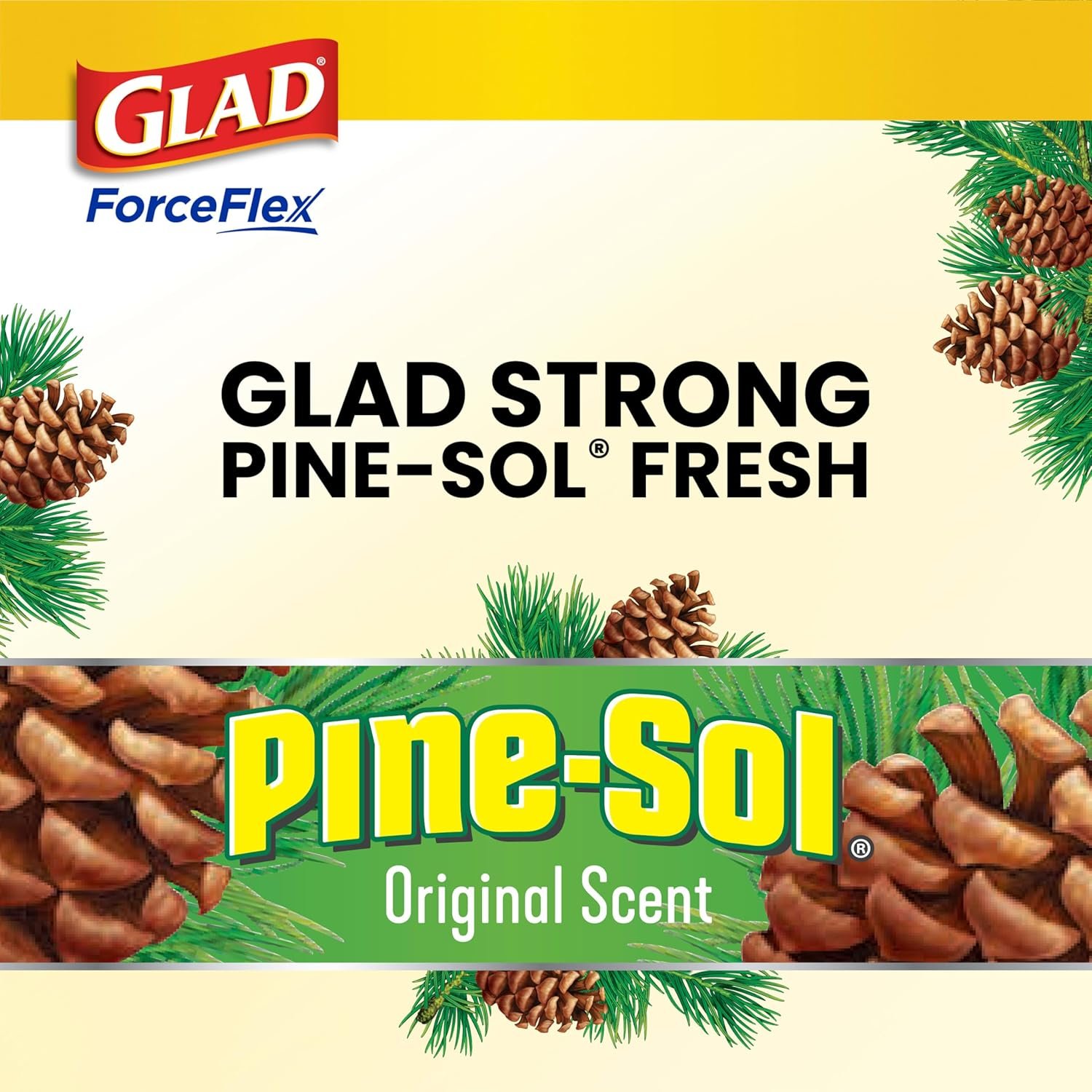 Glad Trash Bags, ForceFlex Drawstring Large Garbage Bags, 30 Gal, Pine-Sol Original Scent, 25 Ct, Pack May Vary - Image 5