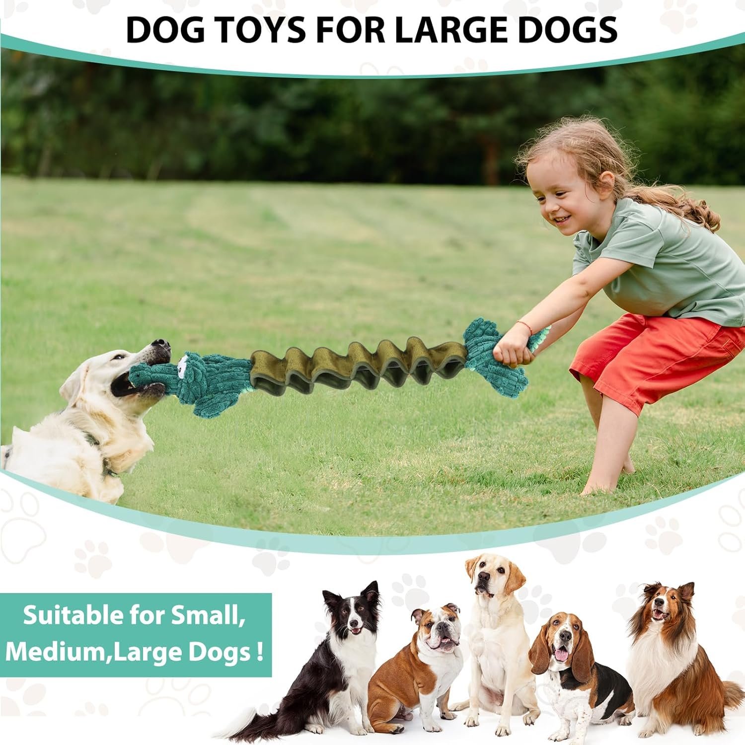 Squeaky Dog Toys for Large Dogs, Cute Puppy Toys, Plush Stuffed Pet Dog Toys with Crinkle Paper, Interactive Tug of War Dog Toys to Keep Them Busy for Small Medium Big Dogs - Image 5