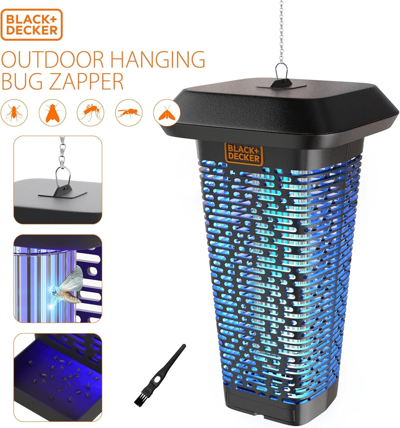 BLACK+DECKER Bug Zapper & Fly Trap-Mosquito Repellent- Gnat Killer Indoor & Outdoor Electric UV Bug Catcher for Insects- 2 Acre Coverage for Home, Deck, Garden, Patio Commercial Strength - Image 3