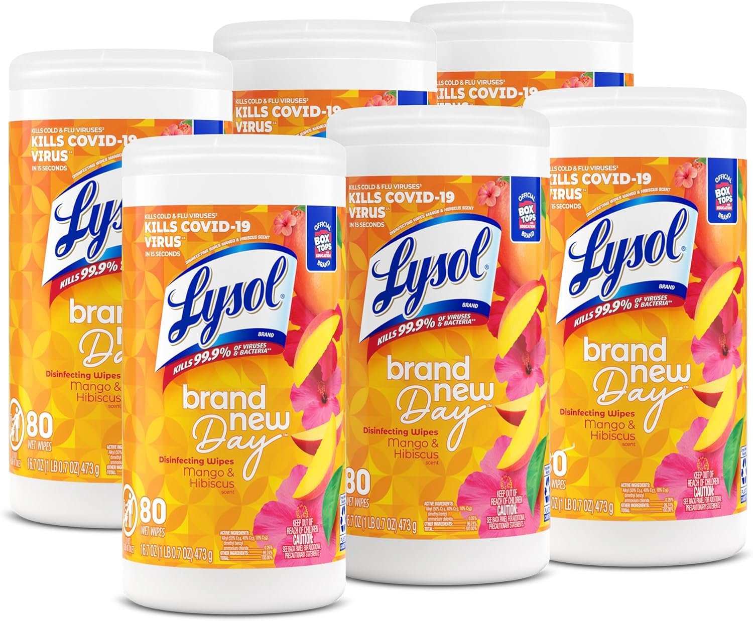 Lysol Brand New Day Disinfecting Wipes - Mango Scent - 80 / Canister - 6 / Carton - White - Image 2
