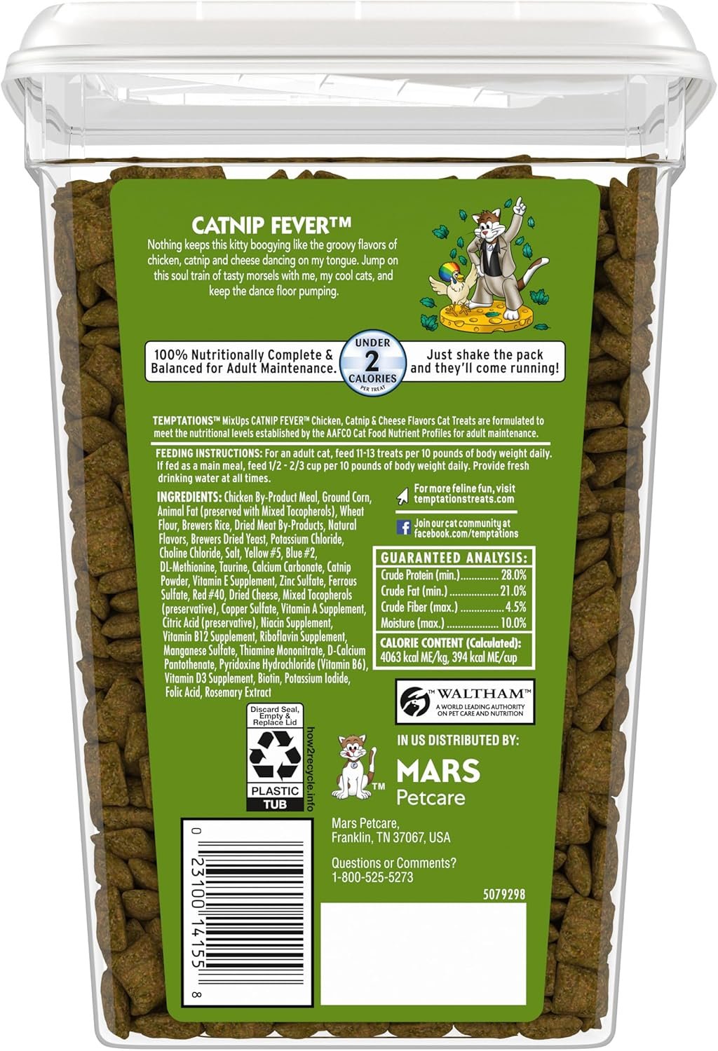 Temptations MixUps Catnip Fever Flavor Crunchy and Soft Cat Treats, 30 oz. Tub - Image 3