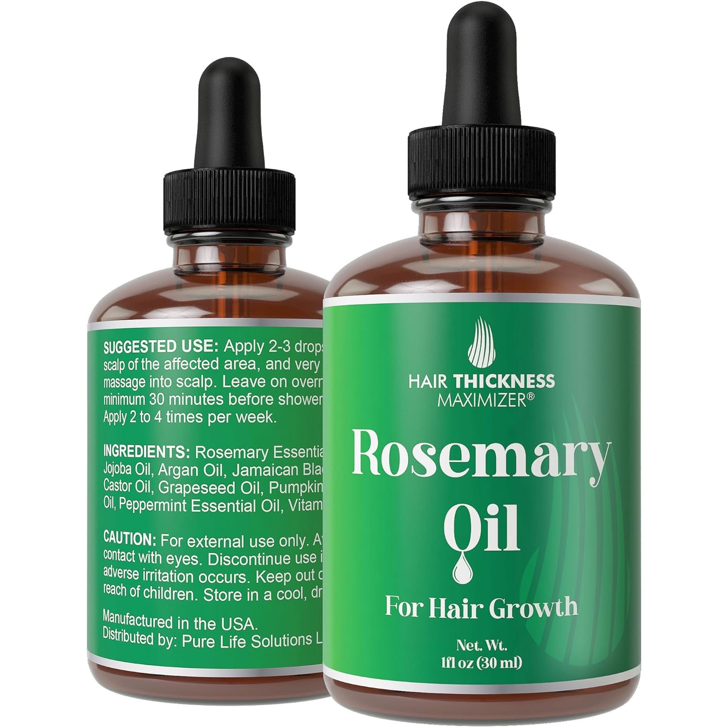Rosemary Oil for Hair Growth For Men + Women - No Harsh Scent or Scalp Burn. Topical Treatment For Hair Loss Prevention, Hair Thickness, Regrowth. With Jojoba, Jamaican Black Castor, Peppermint 1oz - Image 2