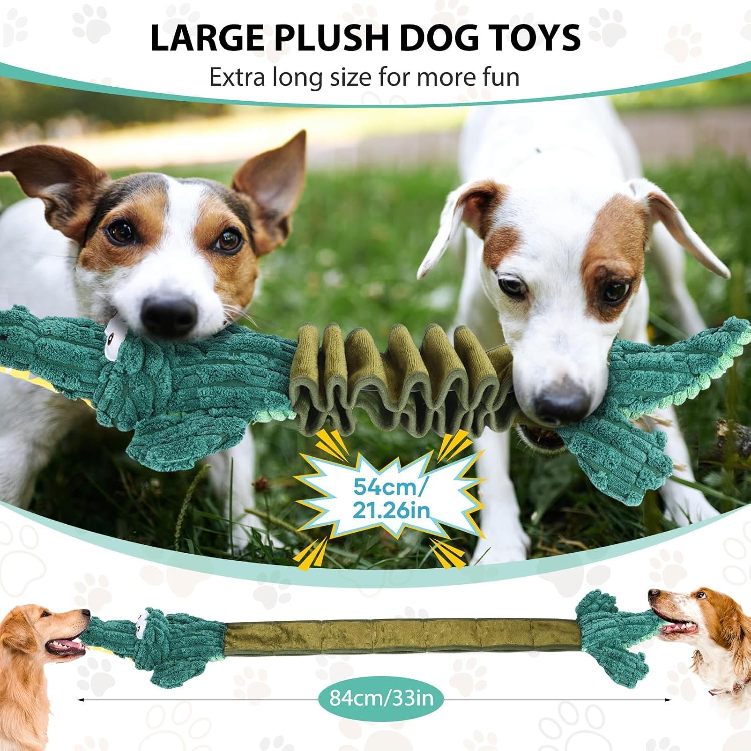Squeaky Dog Toys for Large Dogs, Cute Puppy Toys, Plush Stuffed Pet Dog Toys with Crinkle Paper, Interactive Tug of War Dog Toys to Keep Them Busy for Small Medium Big Dogs - Image 4
