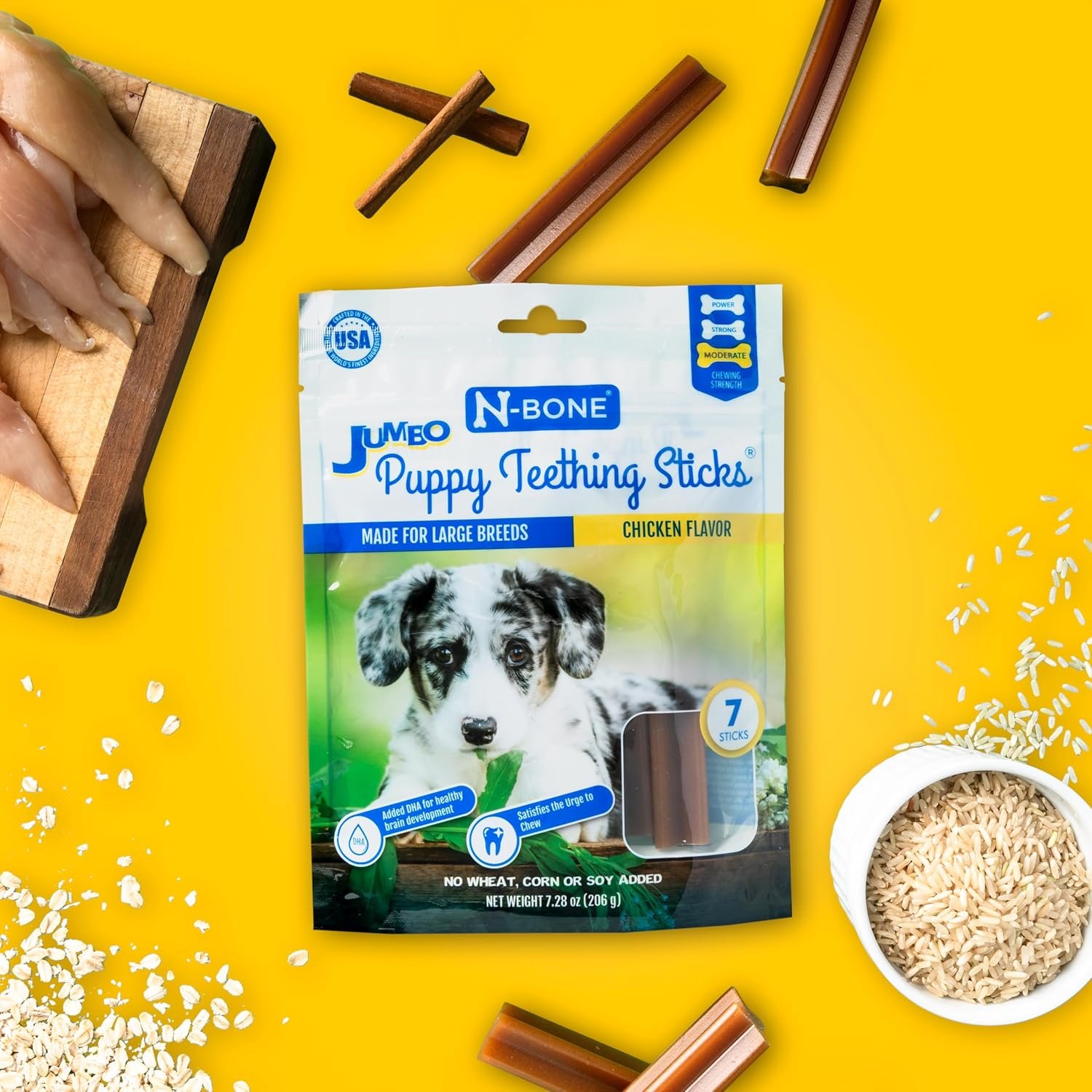 N-Bone Jumbo Puppy Teething Sticks Chicken Flavor Dog Treats, 7.28-oz Bag - Image 6