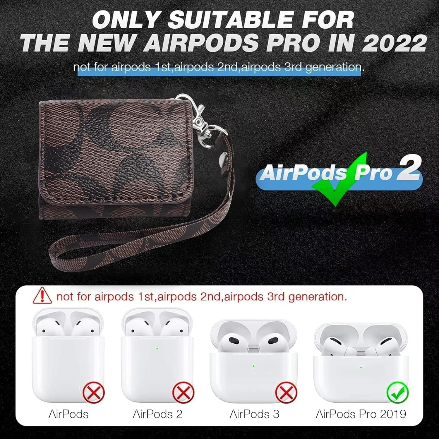for AirPods Pro 2nd/1st Generation Case Cover, Newest Leather Full Body Shockproof Hard Shell Protective Cover for AirPods Pro 2/Pro Case for Women Men (B) - Image 4