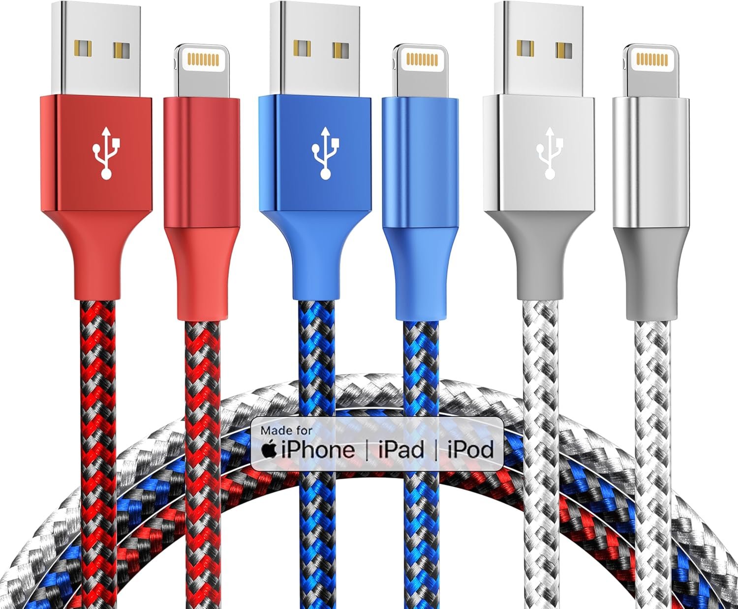 iPhone Charger Cord 3Pack 10FT Apple MFi Certified Nylon Braided Fast Charging Lightning Cable Compatible with iPhone 14/13/12/11 Pro/11/XS MAX/XR and More - Image 2