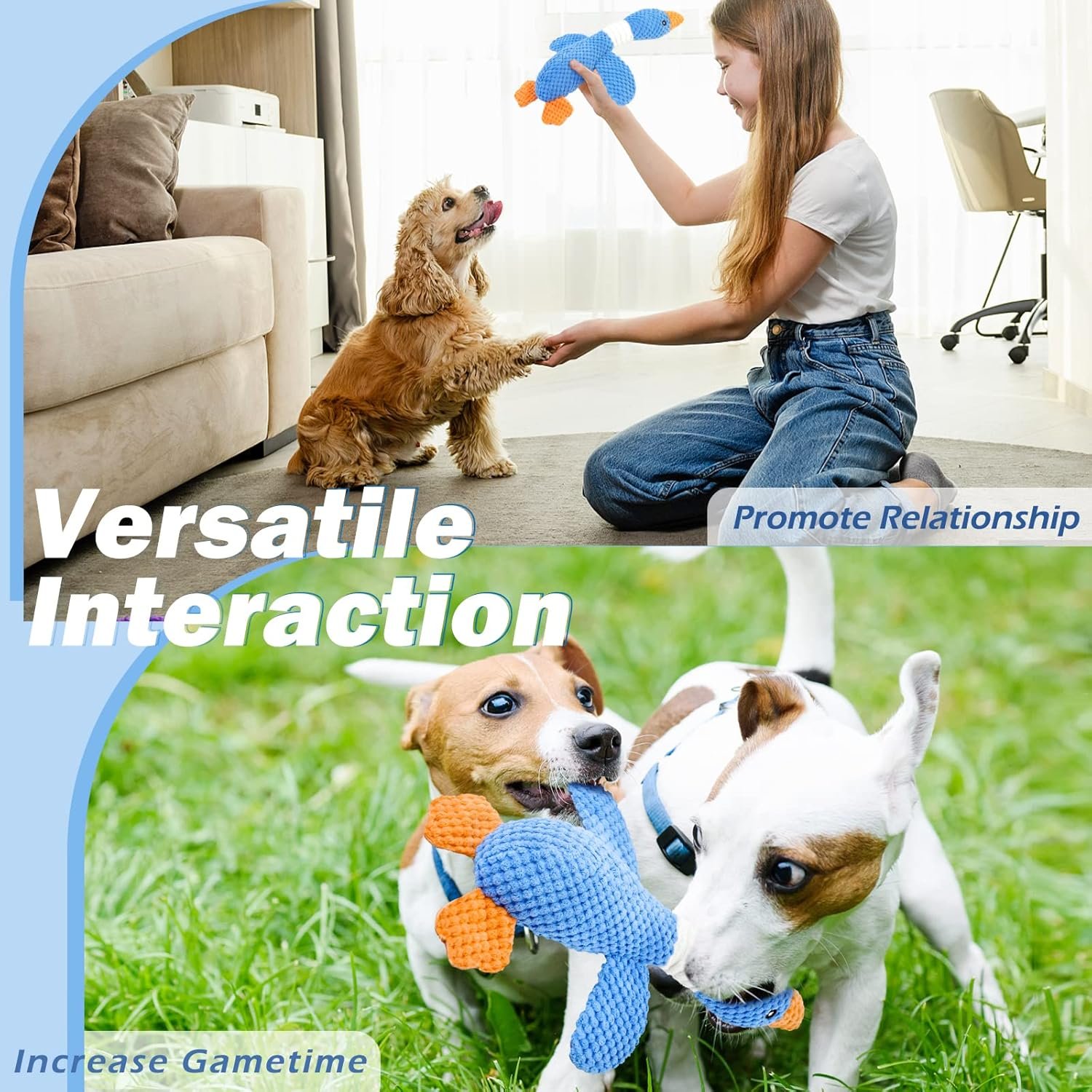 Vitscan Upgraded Goose Indestructible Dog Toys for Aggressive Chewers Small Medium Large Breed, Crinkle Squeaky Plush Dog Puppy Chew Toys for Teething, Duck Puppy Toys - Image 8