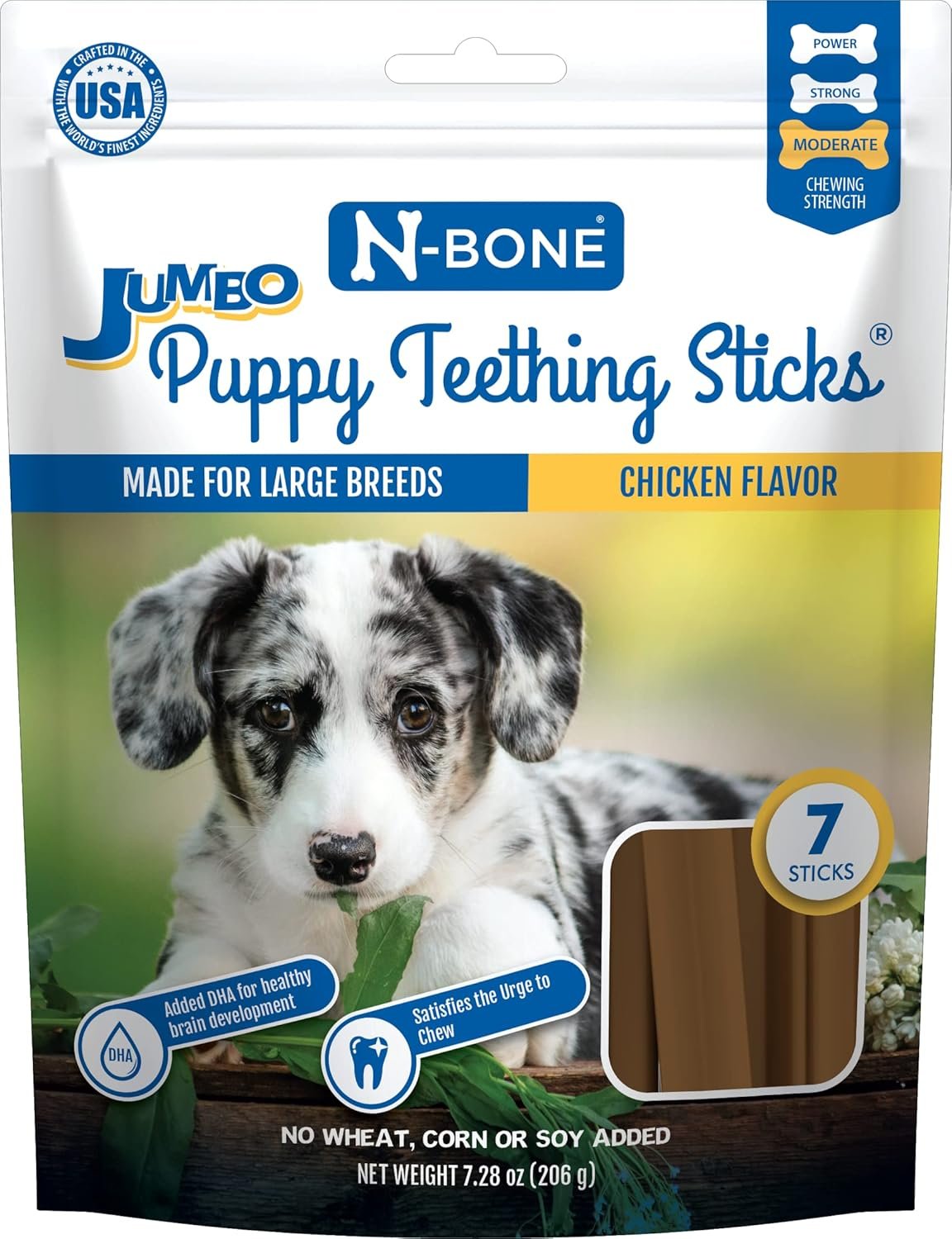 N-Bone Jumbo Puppy Teething Sticks Chicken Flavor Dog Treats, 7.28-oz Bag - Image 2