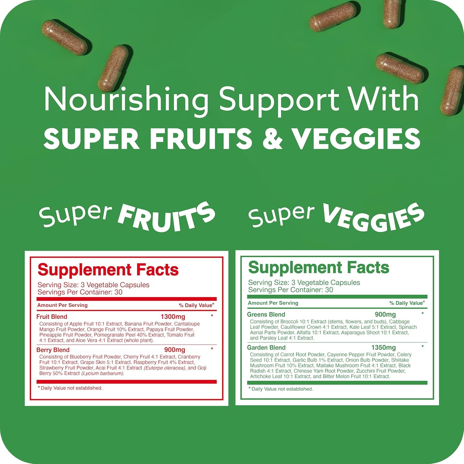Feel Great Fruit and Vegetable Supplements | 20+ Super Reds & Greens for Natural Energy Support | Vegan Fruit and Veggie Vitamins | 2 Pack of 90 Count Each - Image 8
