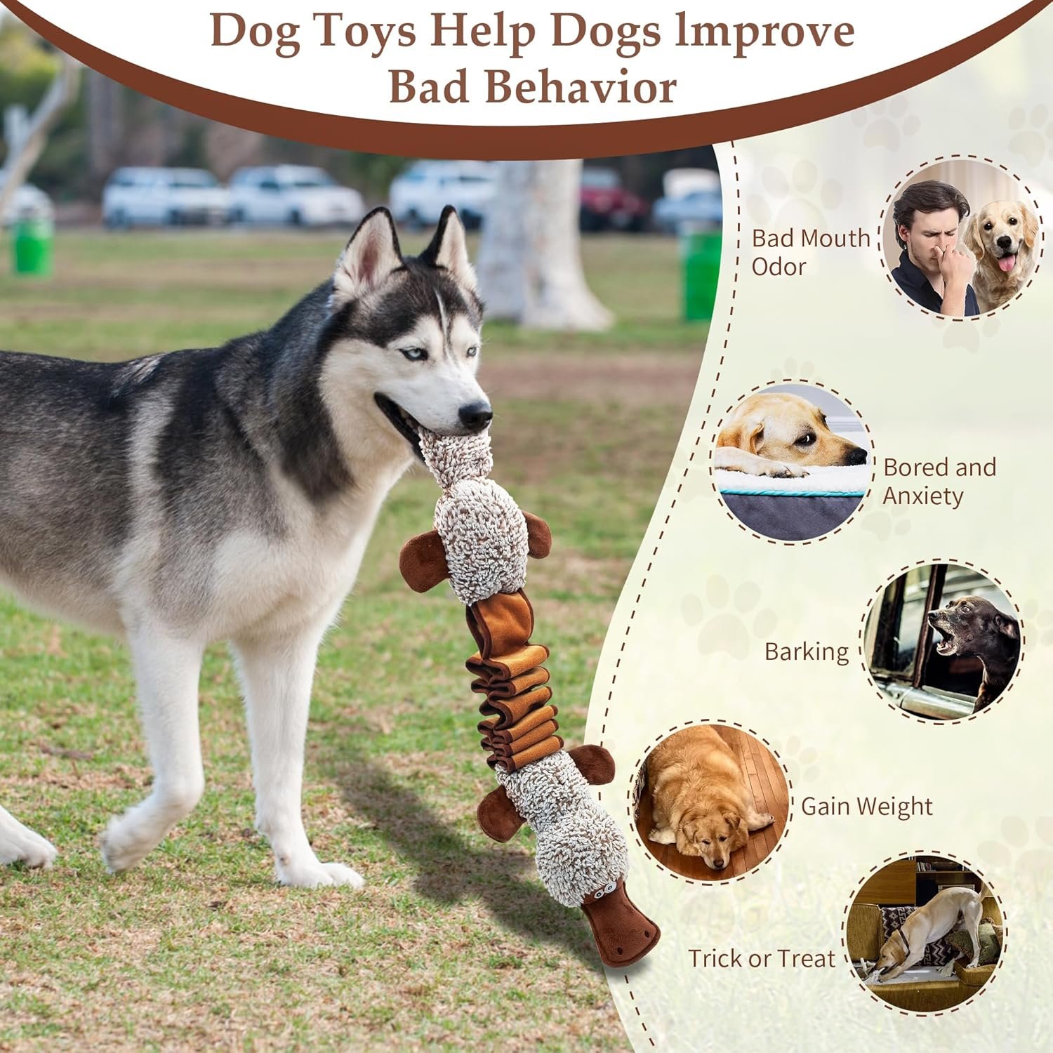 Squeaky Dog Toys, Interactive Tug of War Puppy Toys, Funny Plush Dog Chew Toys, Stuffed Dog Toys for Small,Medium and Large Dogs - Platypus - Image 6