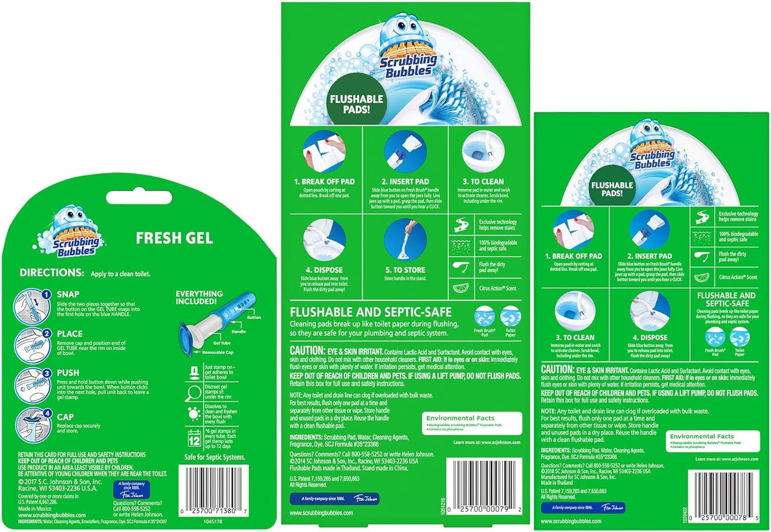 Scrubbing Bubbles Fresh Brush Toilet Bowl Brush and Holder with Toilet Cleaner Refill Pads & Gel Stamps, Cleans Limescale & Fights Odors, Citrus Scent, Includes Starter Kit + 20 Refills + 6 Gel Stamps - Image 4