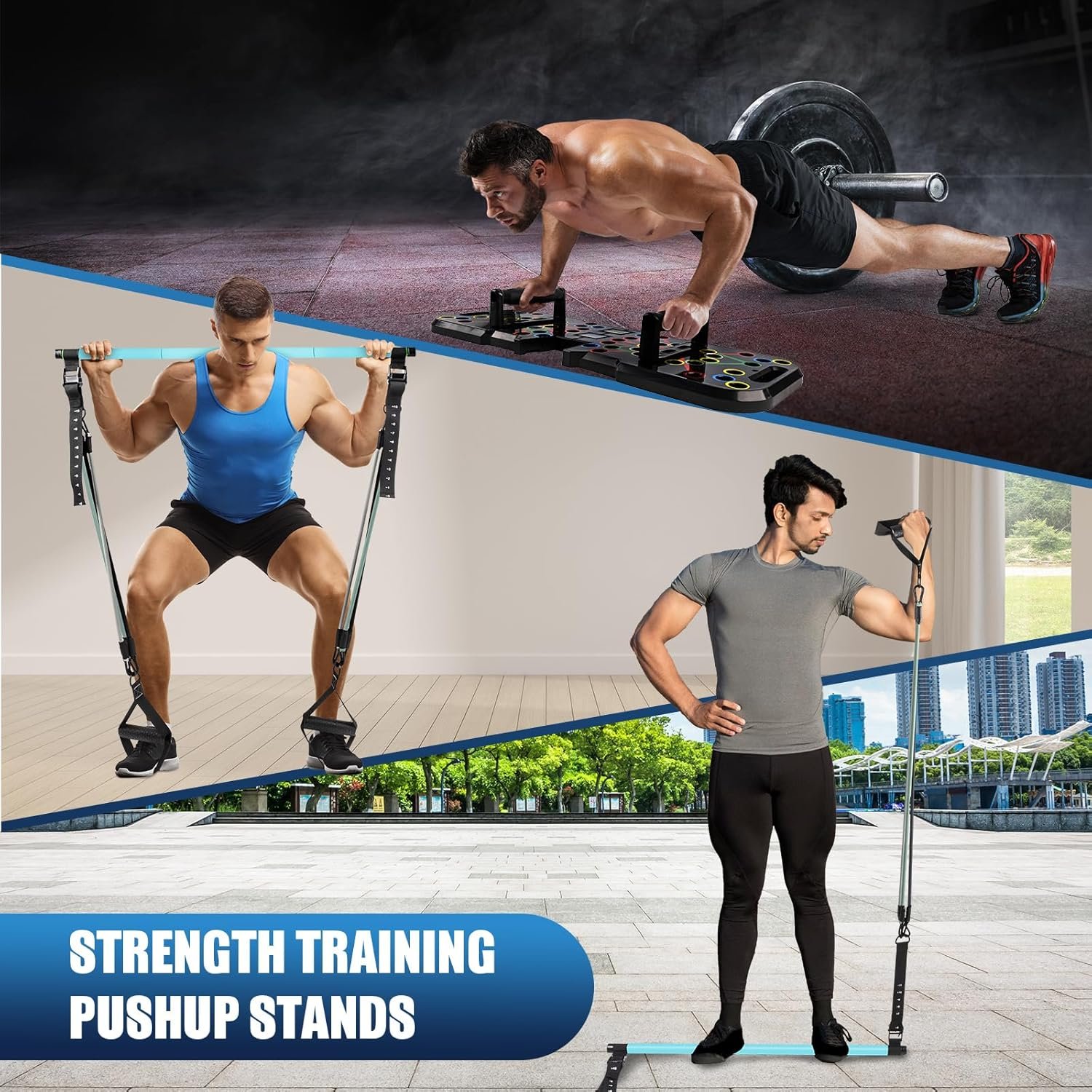 Push Up Board with Resistance Bands, Portable Home Gym Exercise Equipment, Handles and Ankle Straps for Full Body Workout at Home Gym - Image 5
