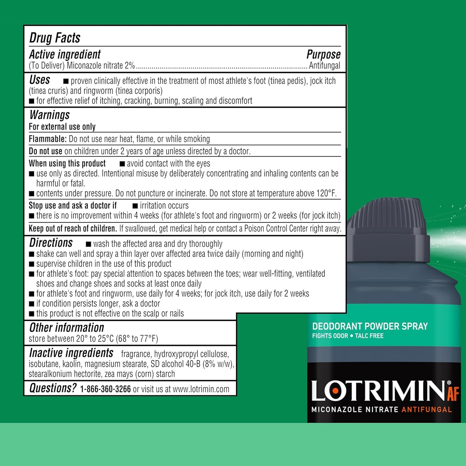 Lotrimin Athlete's Foot Deodorant Antifungal Powder Spray, Miconazole Nitrate 2%, Clinically Proven Effective Antifungal Treatment of Most AF, Jock Itch & Ringworm, 4.6 Ounce (Pack of 3) - Image 12