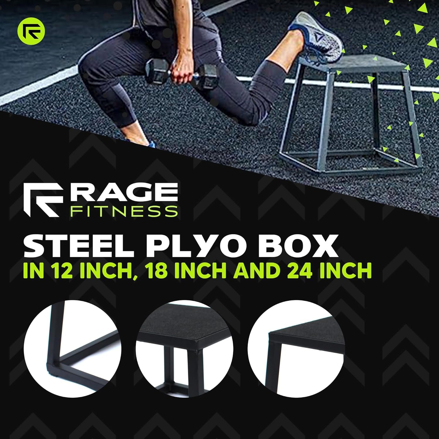 Rage Fitness Steel PlyoBox12-18-24-30Inch High Anti-SlipPlyometric JumpBoxes For Agility,Stamina And Conditioning StrengthTraining(Sold Individually)Plyometric Platform Step Up Box Jump For Home & Gym - Image 12