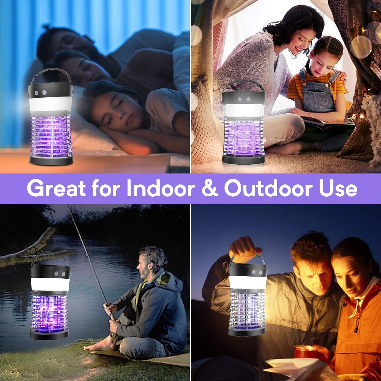 Bug Zapper, Electric Solar Mosquito Killer for Indoor & Outdoor, 3000V High Powered Pest Control Waterproof UV Mosquito Zapper,Rechargeable Insect Fly Trap for Home,Kitchen,Patio, Backyard,Camping - Image 7