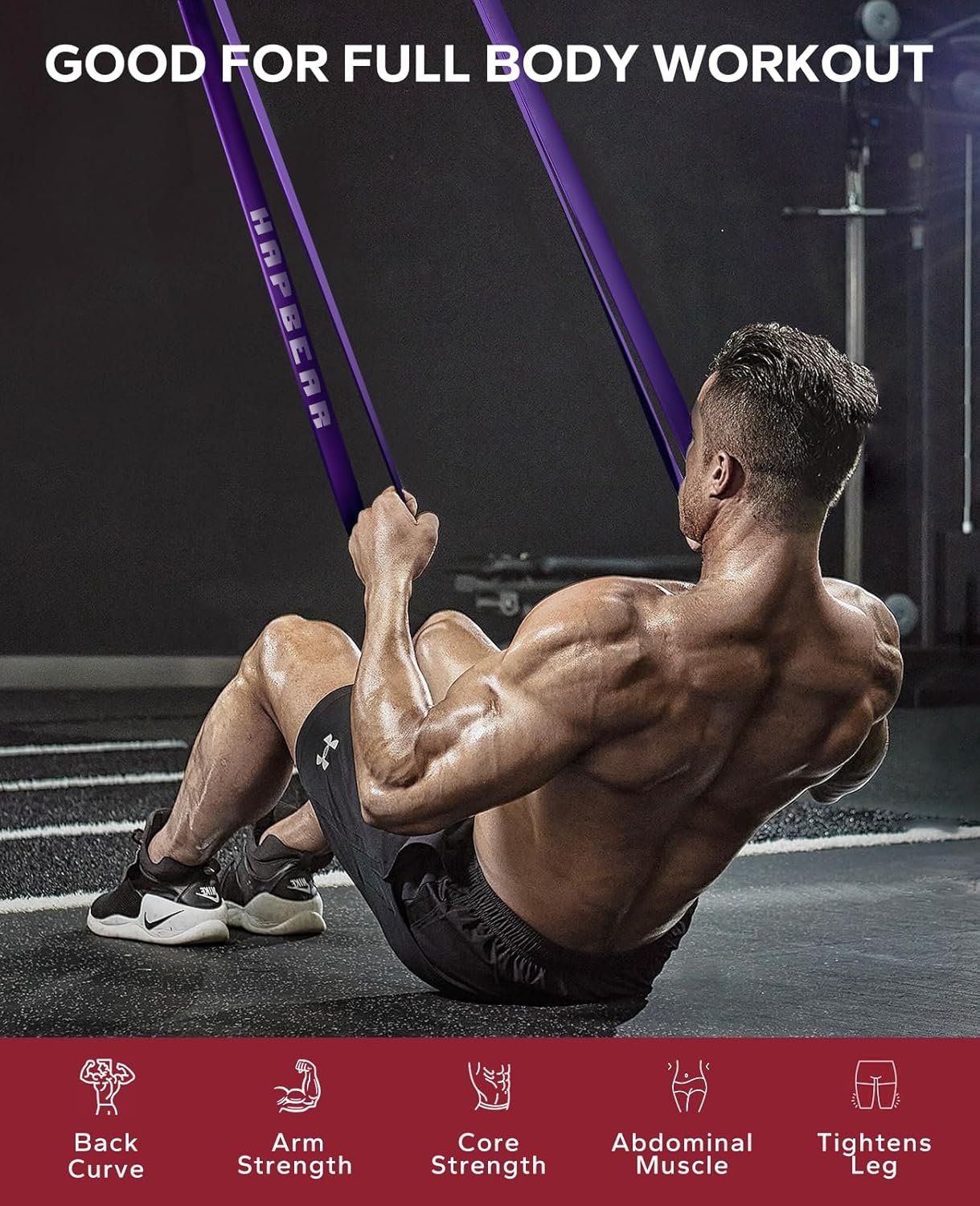 HAPBEAR Pull Up Assistance Bands - Resistance Band - Pull Up Bands - Exercise Bands Resistance Bands Set of 5 - Workout Bands for Working Out, Stretching, Physical Therapy, Muscle Training - Image 6