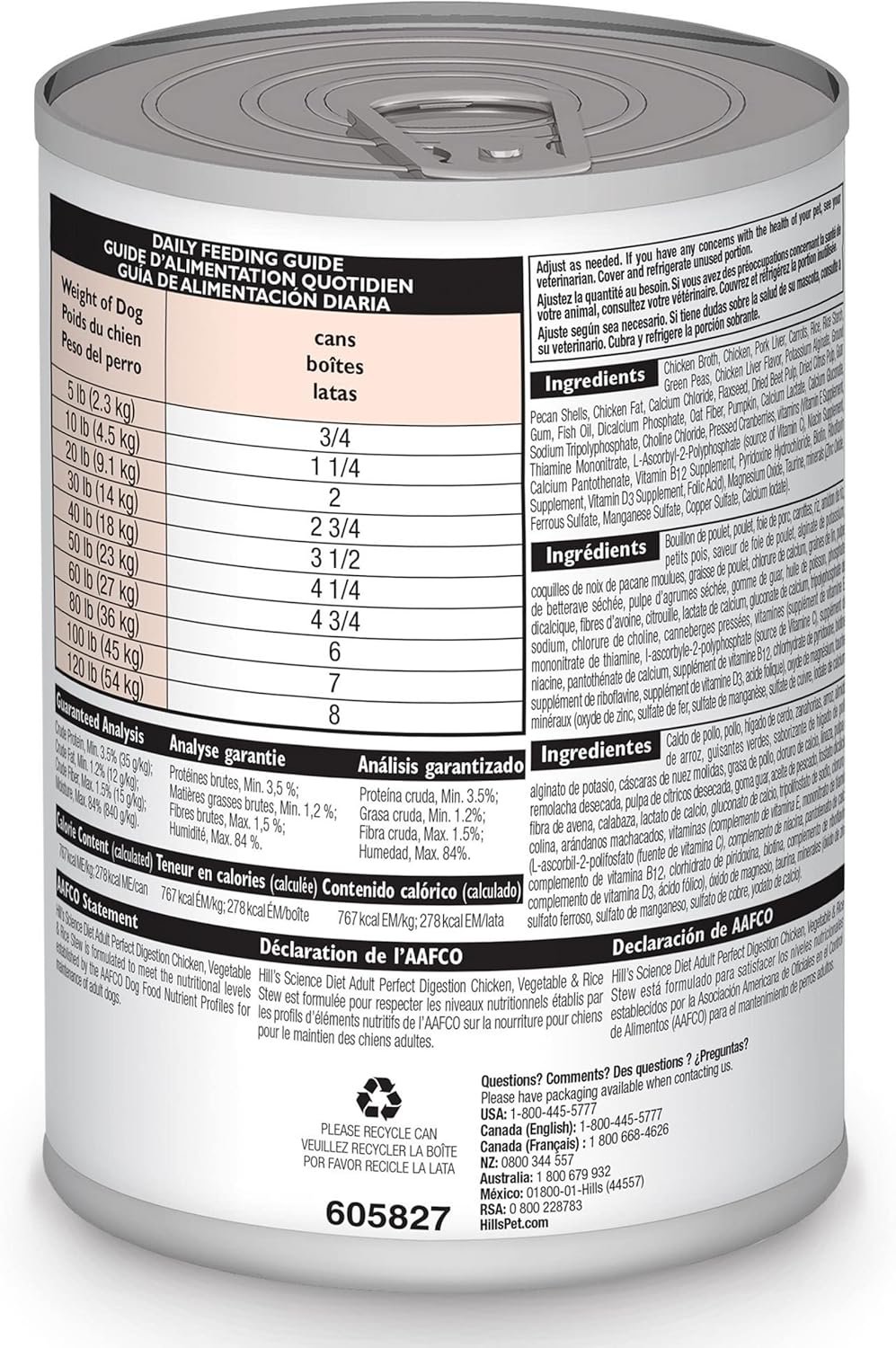 Hill's Science Diet Perfect Digestion, Adult 1-6, Digestive Support, Wet Dog Food, Chicken, Vegetable & Rice Stew, 12.5 oz Can, Case of 12 - Image 3