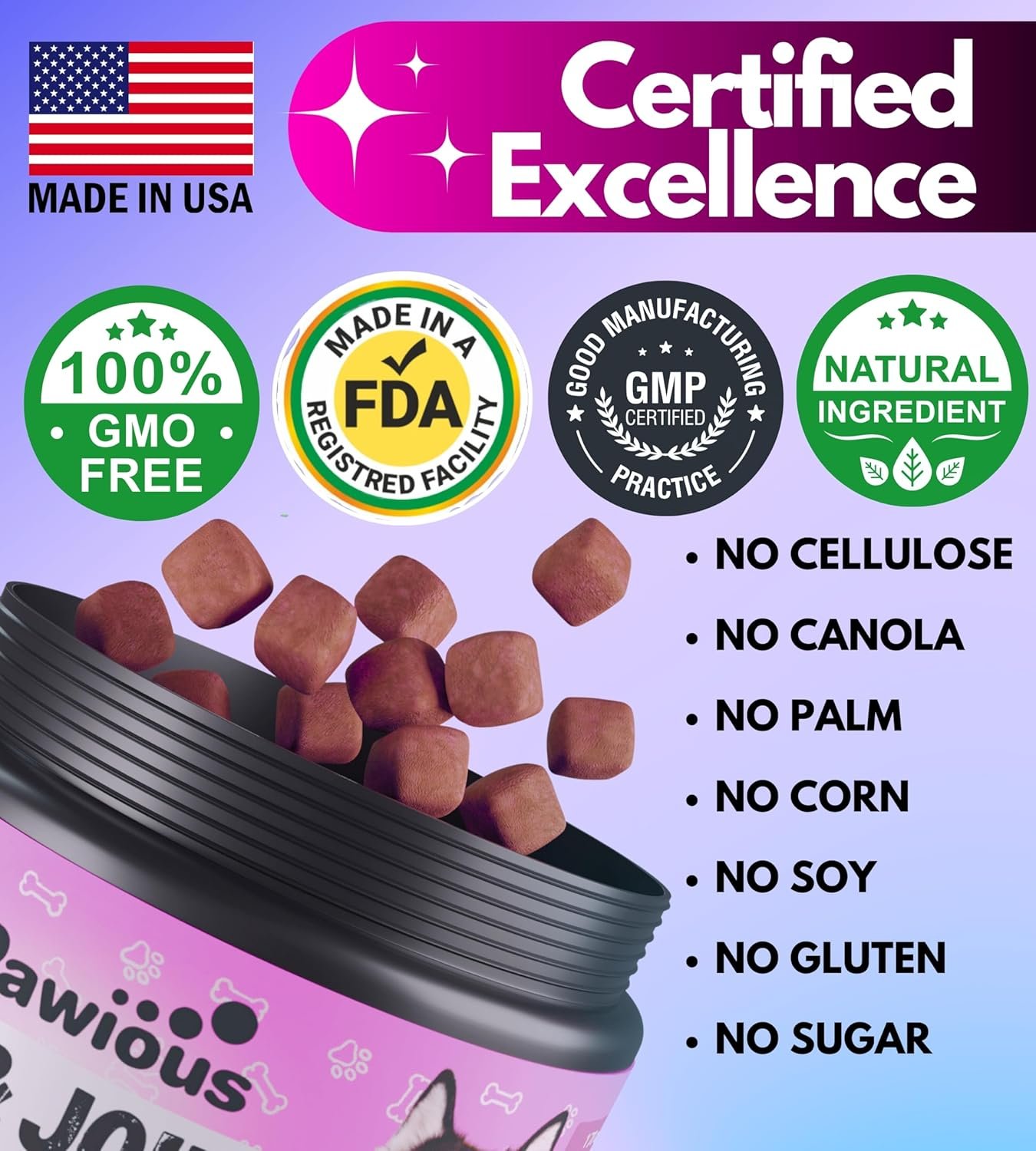 Dog Multivitamin Chewable with Glucosamine 16 in 1 - Dog Vitamins and Supplements - Hip and Joint Support Health - Immunity, Mobility - Gut, Skin, Heart, Coat - Image 7