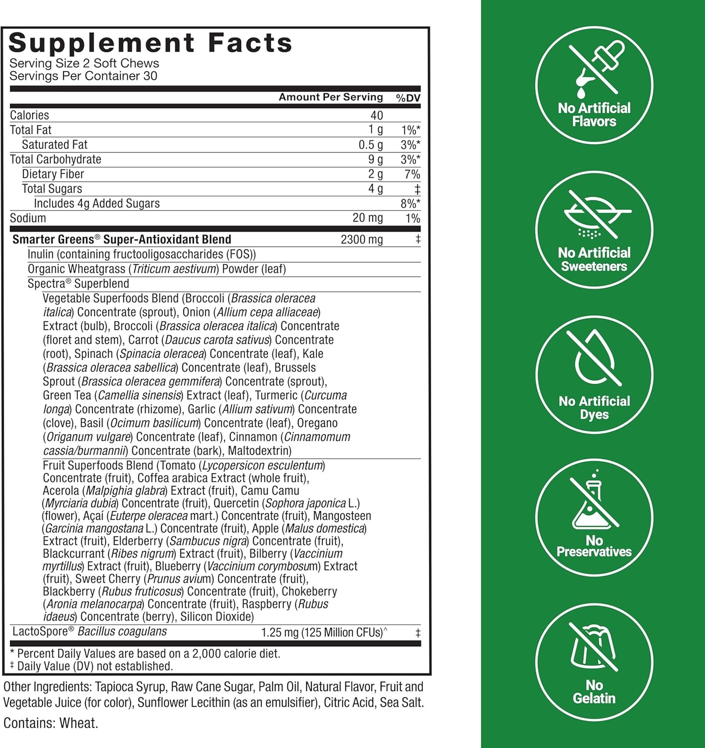 FORCE FACTOR Smarter Greens Superfood Chews, Greens and Superfoods with Probiotics, Antioxidants, and Fiber, Greens Supplement to Support Digestion, Nitric Oxide, and Energy, 60 Soft Chews - Image 6