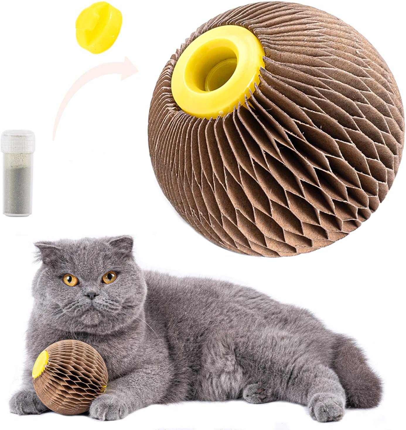 AREIIA Catnip Ball Toy for Cats Catnip Refillable Scratcher Ball Kitty's Faithful Playmate Reduce Obesity and Loneliness CSB01BR - Image 2