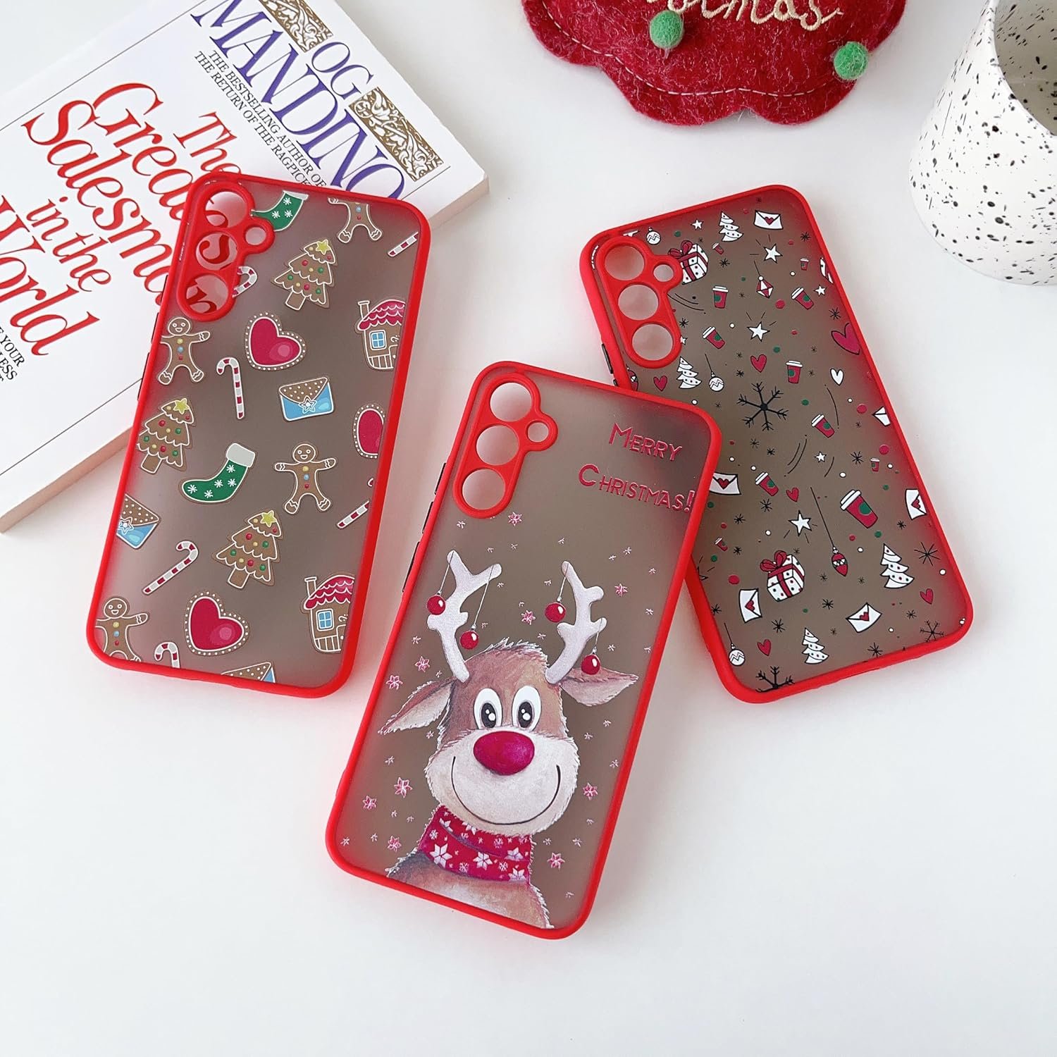 ZTOFERA Christmas Case for Samsung Galaxy A14 5G,Cute Merry Christmas Pattern Phone Case Gifts Translucent Silicone Hard PC + TPU Bumper Shockproof Protective Cover-Gingerbread Man - Image 3