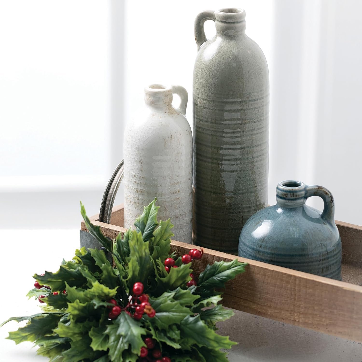 Sullivans Ceramic Jug Vase Set, Farmhouse Decor, Kitchen, Bedroom, Office, Living Room, Bathroom, & Coffee Table Centerpiece Decorations, Vases for Decor, Mantle & Shelf Decor (CM2431) - Image 5