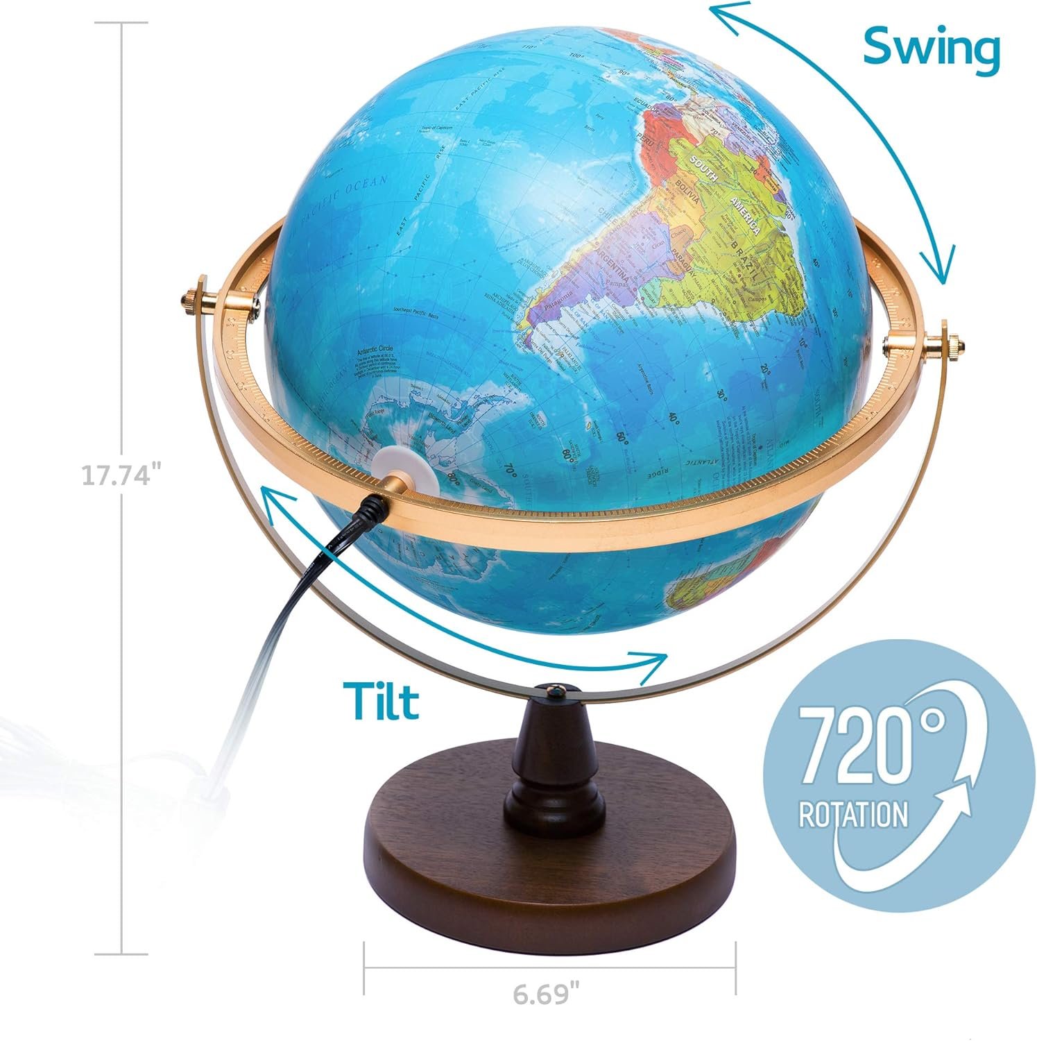 with Interactive APP & LED Illuminated Constellations at Night, US-Patented STEM education 10" World Globe with Detailed map - Image 4