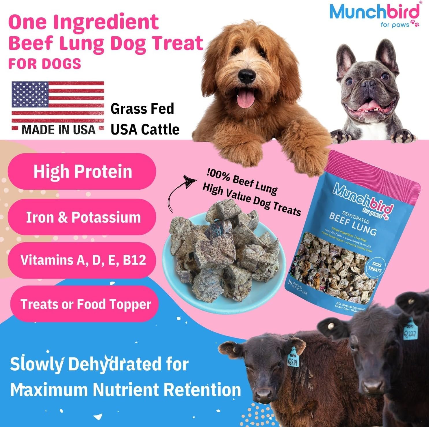Dehydrated Beef Lung Dog Treats (Premium Angus Beef), Dog Training Treats, Excellent Alternative to Freeze Dried Beef Liver Dog Treats for Maximum Crunch and Flavor, Made and Sourced in USA - Image 3