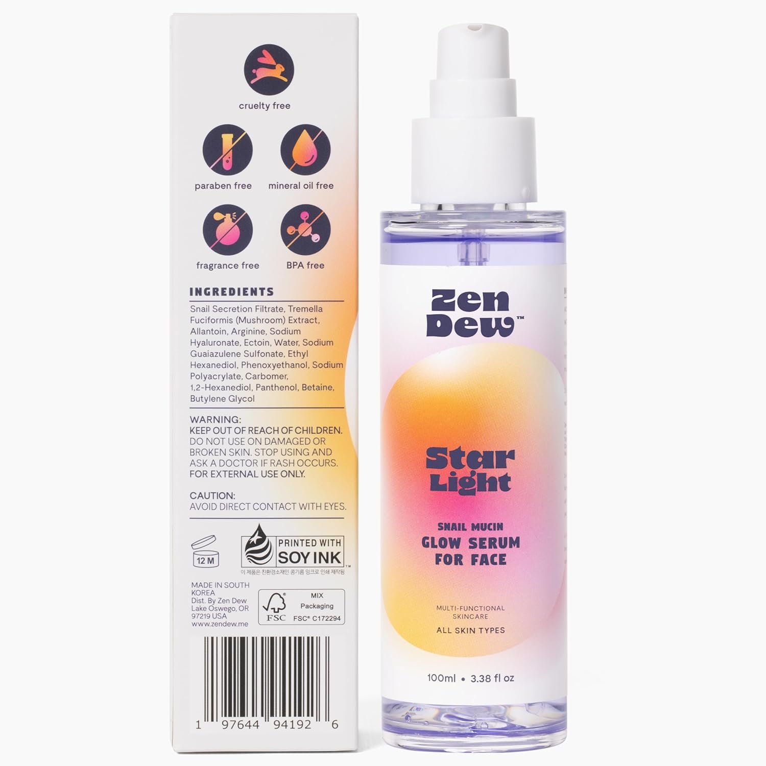 97% Snail Mucin Serum, Star Light by Zen Dew | Non-Sticky Snail Serum to Smooth, Brighten, Hydrate, Skin Repair | Cruelty Free, Made in S. Korea, 3.38 Fl Oz - Image 9