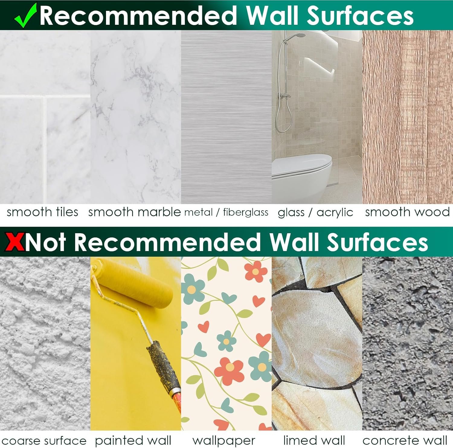 Shower Caddy Adhesive Replacement, Shower Shelf Adhesive, Shower Adhesive Strips, Adhesive Stickers Transparent 2 Flat Hooks 6 1/2" 6 Pack - Image 6