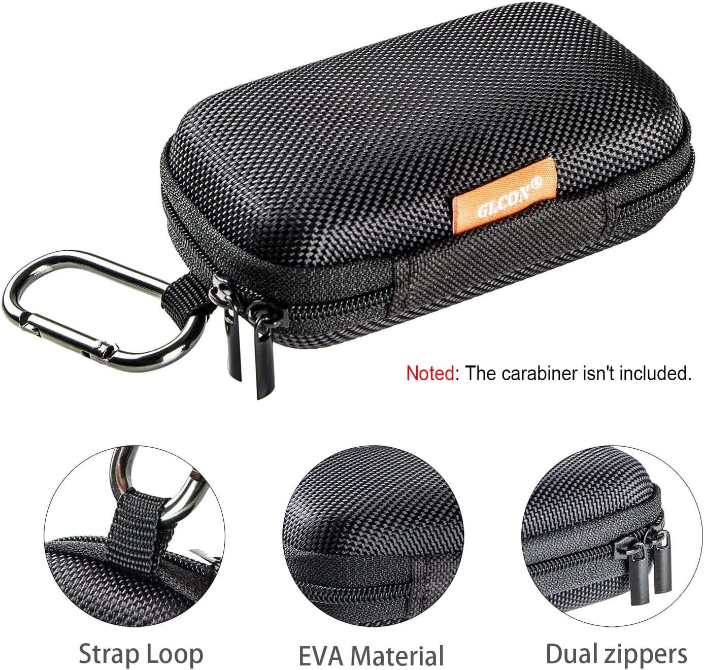 GLCON Rectangle Small Hard EVA Case - Portable Protection Earbud Case Zipper Pouch for Headset, Earphone, Flash Drive, Charging Cable, Key - Mesh Inner Pocket Durable Exterior Universal Carrying Bag - Image 4