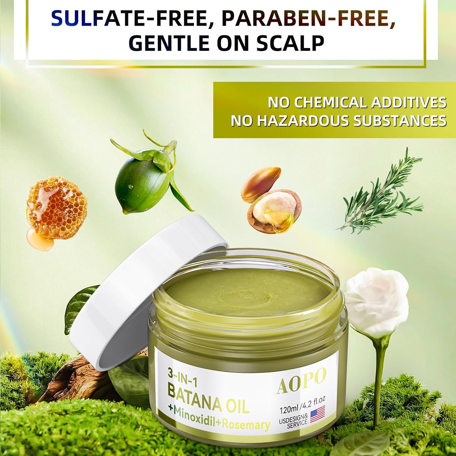 Batana Oil For Hair Growth - 3in1 Hair Serum, 4.2 oz, Batana Oil + Minoxidil + Rosemary, For Thinning Hair & Scalp Care - Image 6