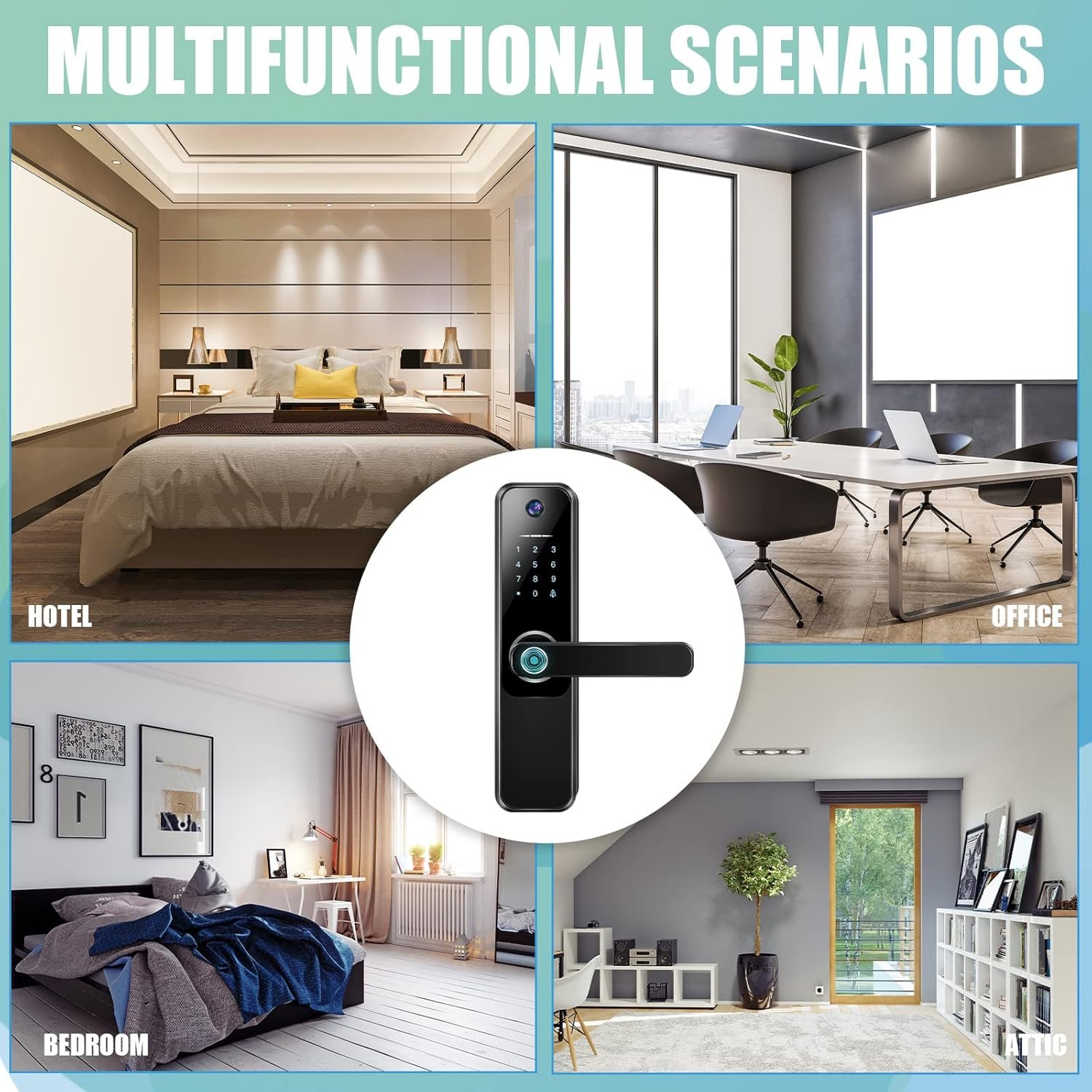 Geiserailie Smart 3-in-1 Lock, Black, Keyless with Fingerprint Recognition, 4 Access Cards, 2 Keys, 1 Instruction Manual, 1 Operation Video, 1 Screwdriver - Image 8