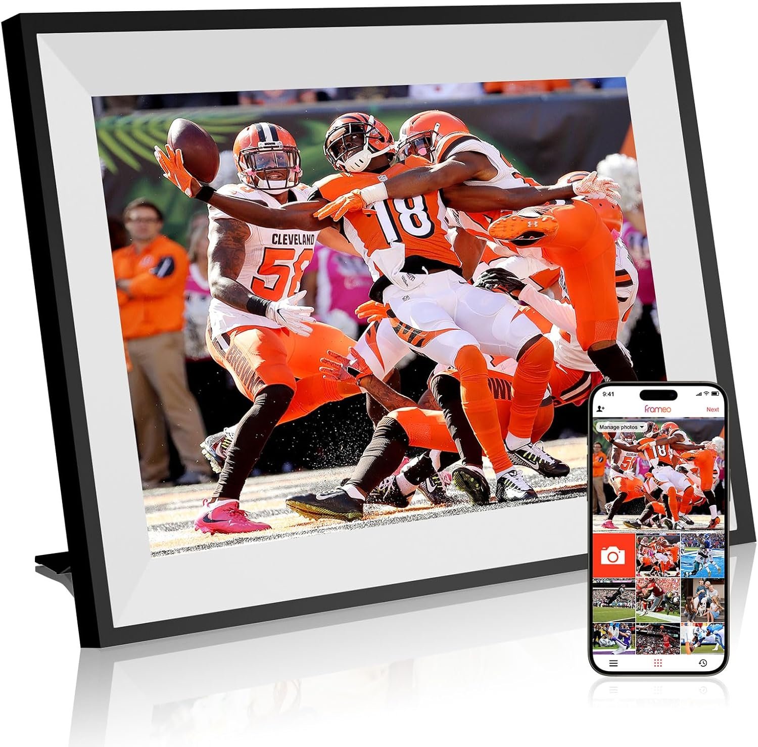 Frameo Digital Picture Frame, Frameo Digital Frame WiFi, 10.1 Inches 1280x800 HD Photo Frame, 32GB Memory, Slideshow, Sharing Pictures Videos via Free App, Gift for Mom or Family - Image 2