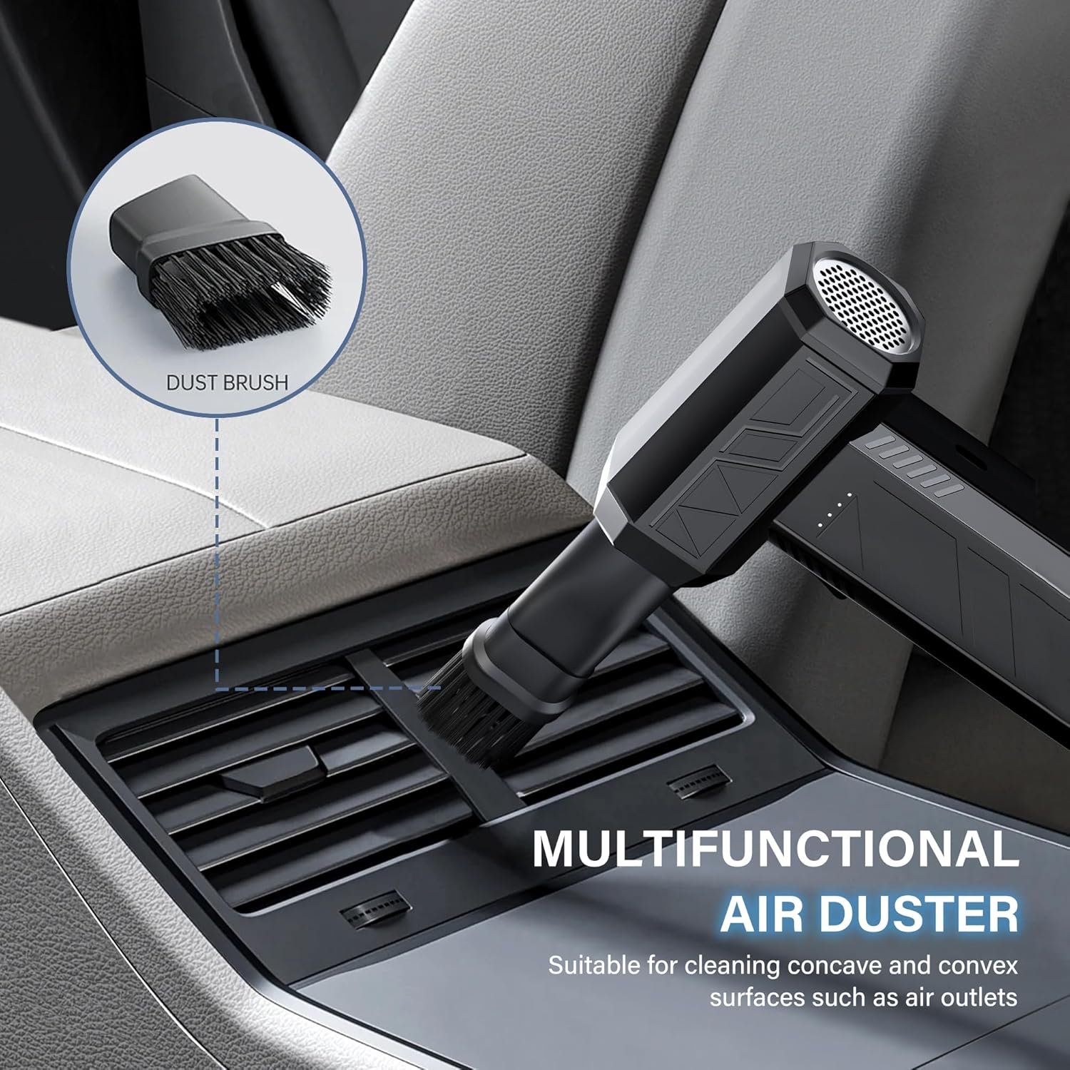 Compressed Air Duster, 180000RPM Electric Air Duster with Brushless Motor, 3 Gear Rechargeable Mini Blower, Keyboard Cleaning kit, Jet Dry Blower for PC, Car, Home Cleaning (Black) - Image 10