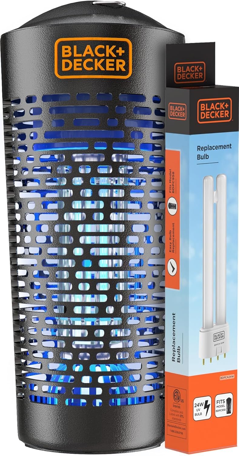 BLACK+DECKER Bug Zapper- Mosquito Repellent & Fly Traps for Indoors- Mosquito Zapper & Killer- Gnat Trap Bug Catcher for Insects Outdoor, Half Acre Coverage & Free Bulb Included - Image 2