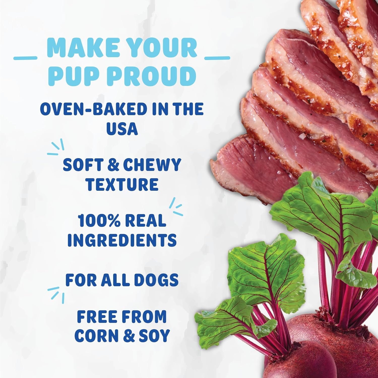 Shameless Pets Soft-Baked Dog Treats, Duck Duck Beet - Natural & Healthy Dog Chews for Digestive Support with Fiber - Dog Biscuits Baked & Made in USA, Free from Grain, Corn & Soy - 1-Pack - Image 3