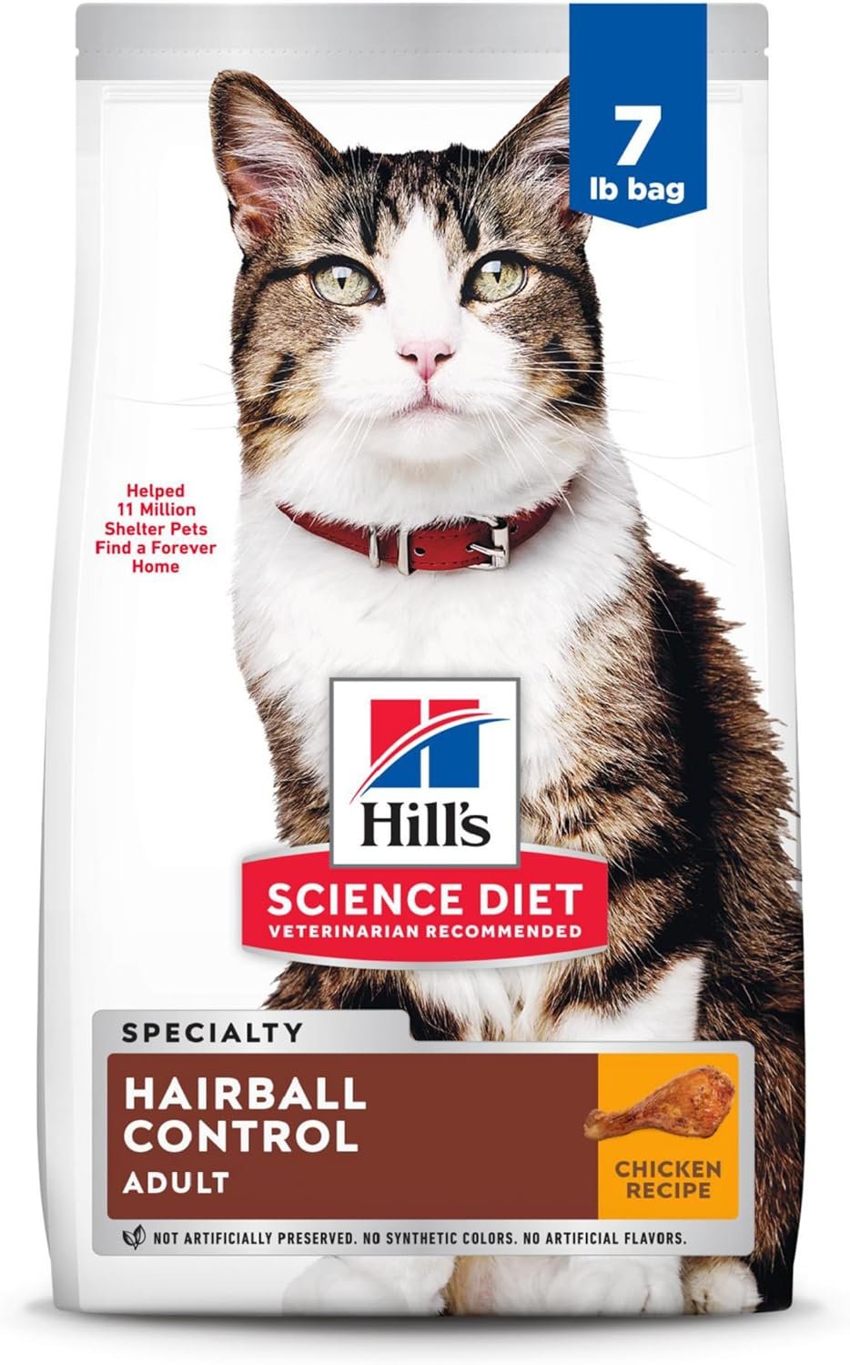 Hill's Science Diet Adult Hairball Control Chicken Recipe Dry Cat Food, 7 lbs. - Image 2